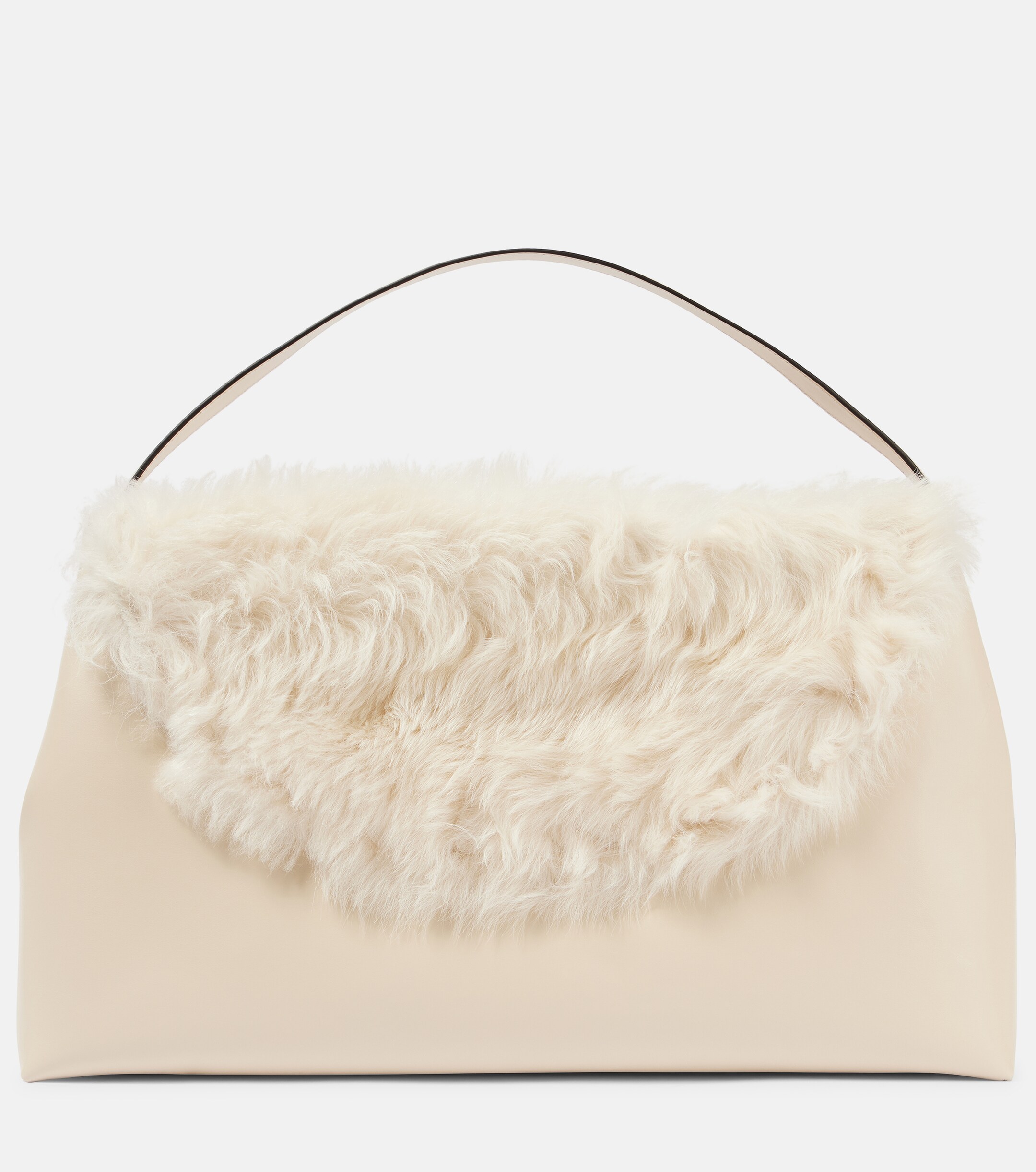 TOTEME T-Lock Large shearling-trimmed shoulder bag