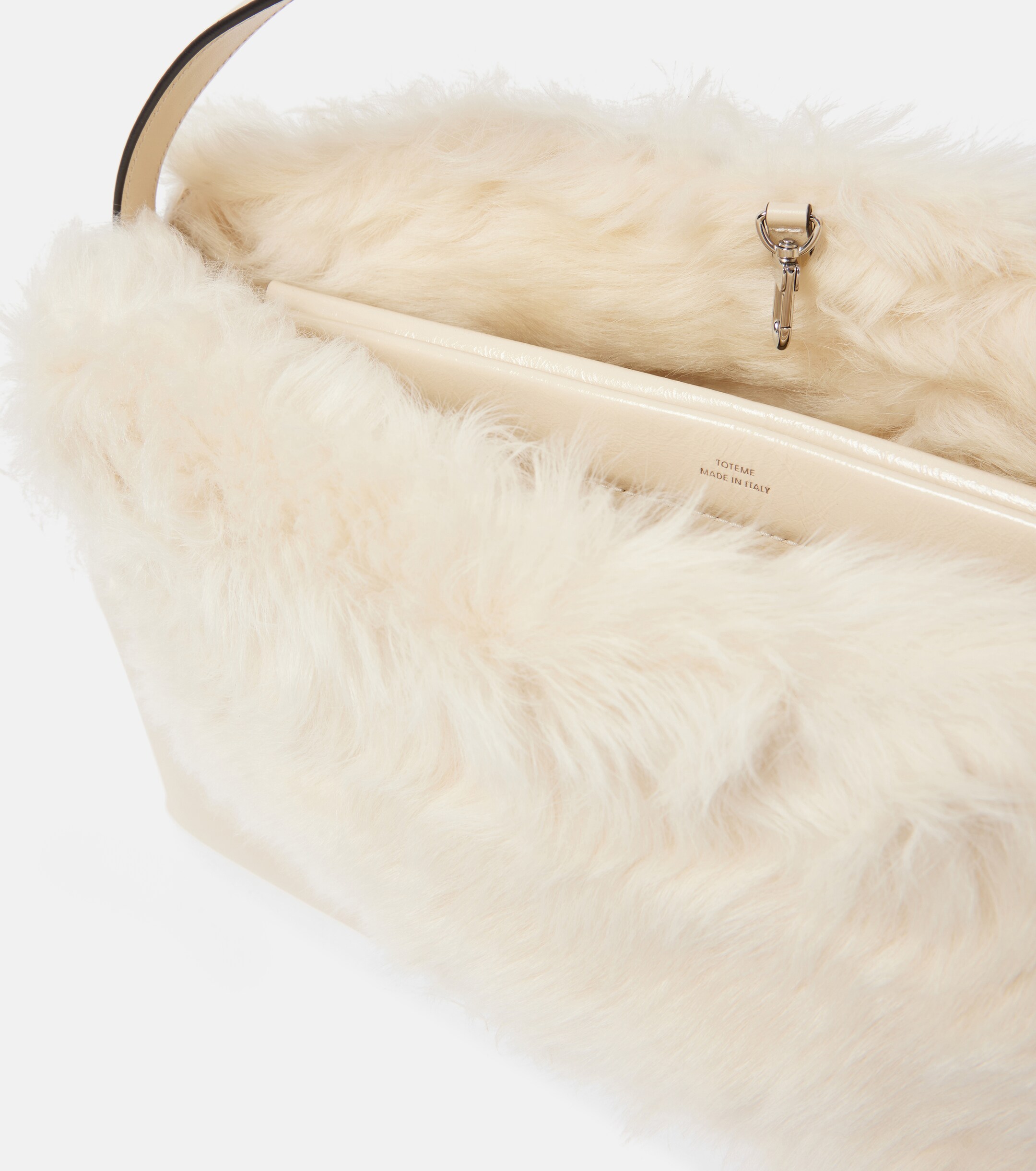 TOTEME T-Lock Large shearling-trimmed shoulder bag