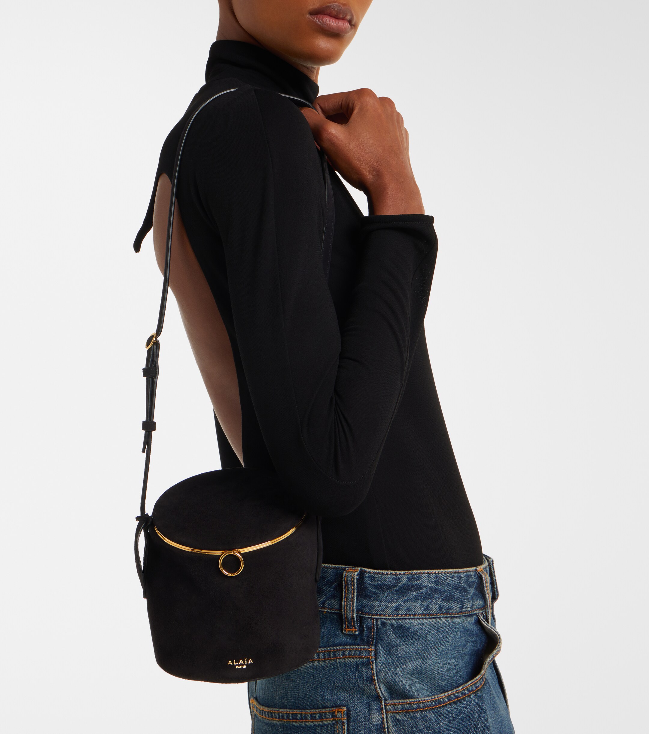 Alaïa La Canette Small suede bucket bag
