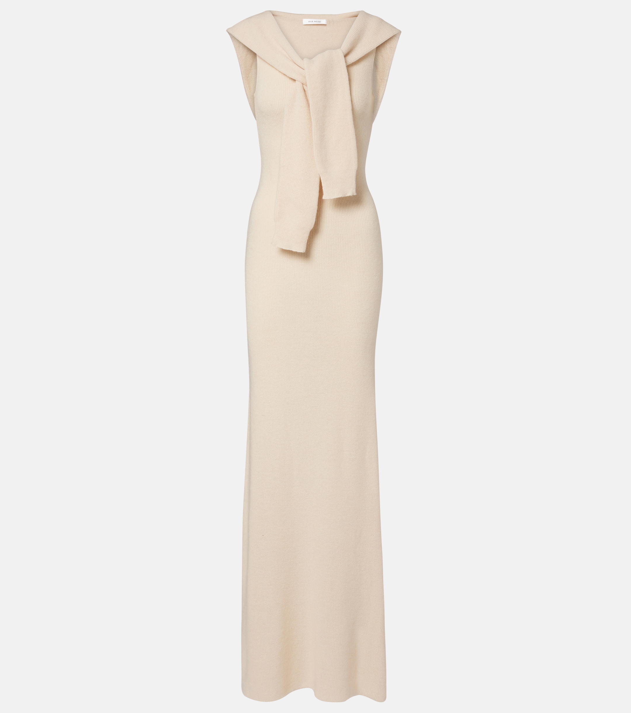 maya pleated maxi dress - beige Ivory Pleated Maxi Dress – Amaia House main image 0