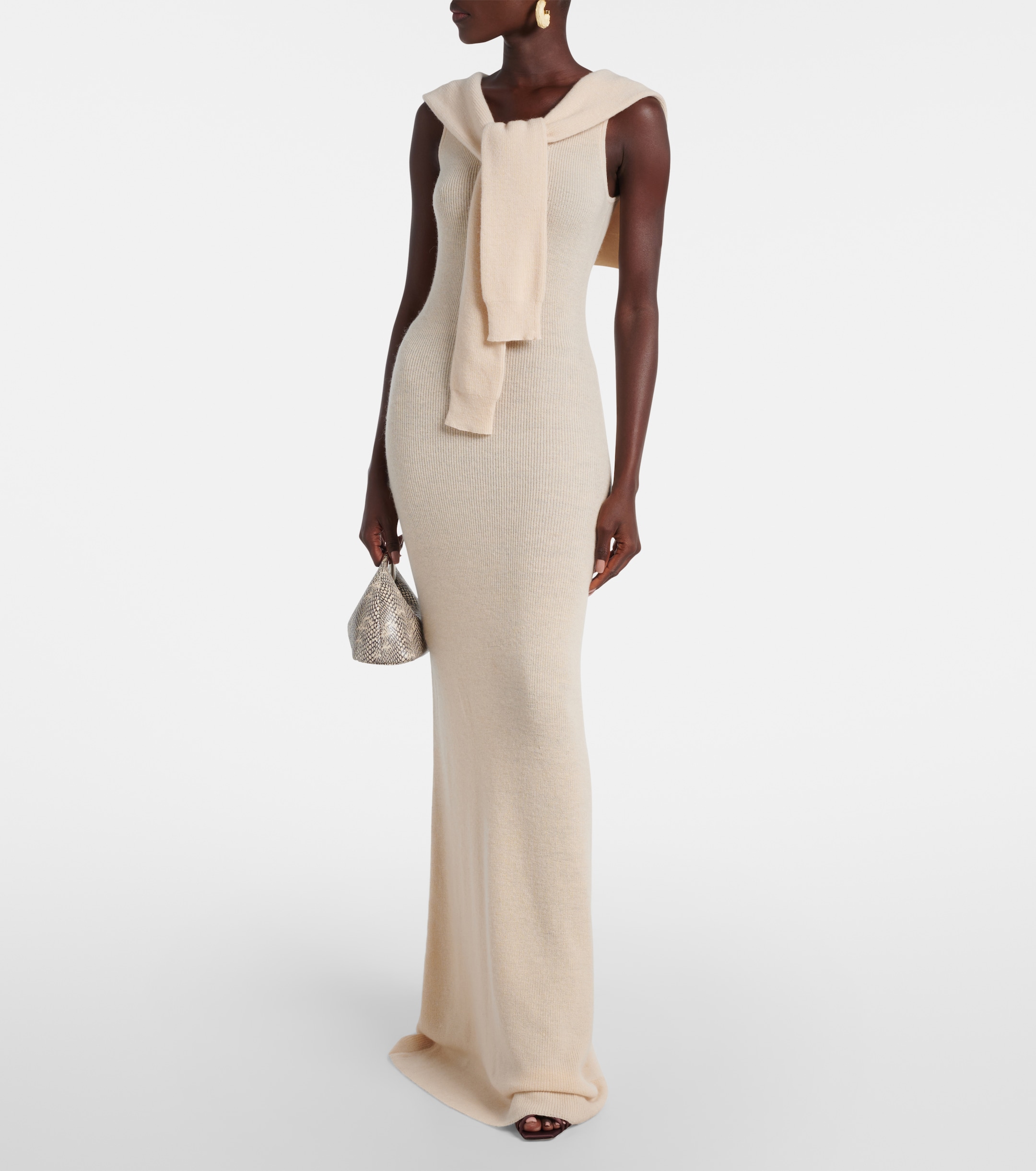 knee length dresses for ladies Montsand Beige Pleated Maxi Dress main image 0