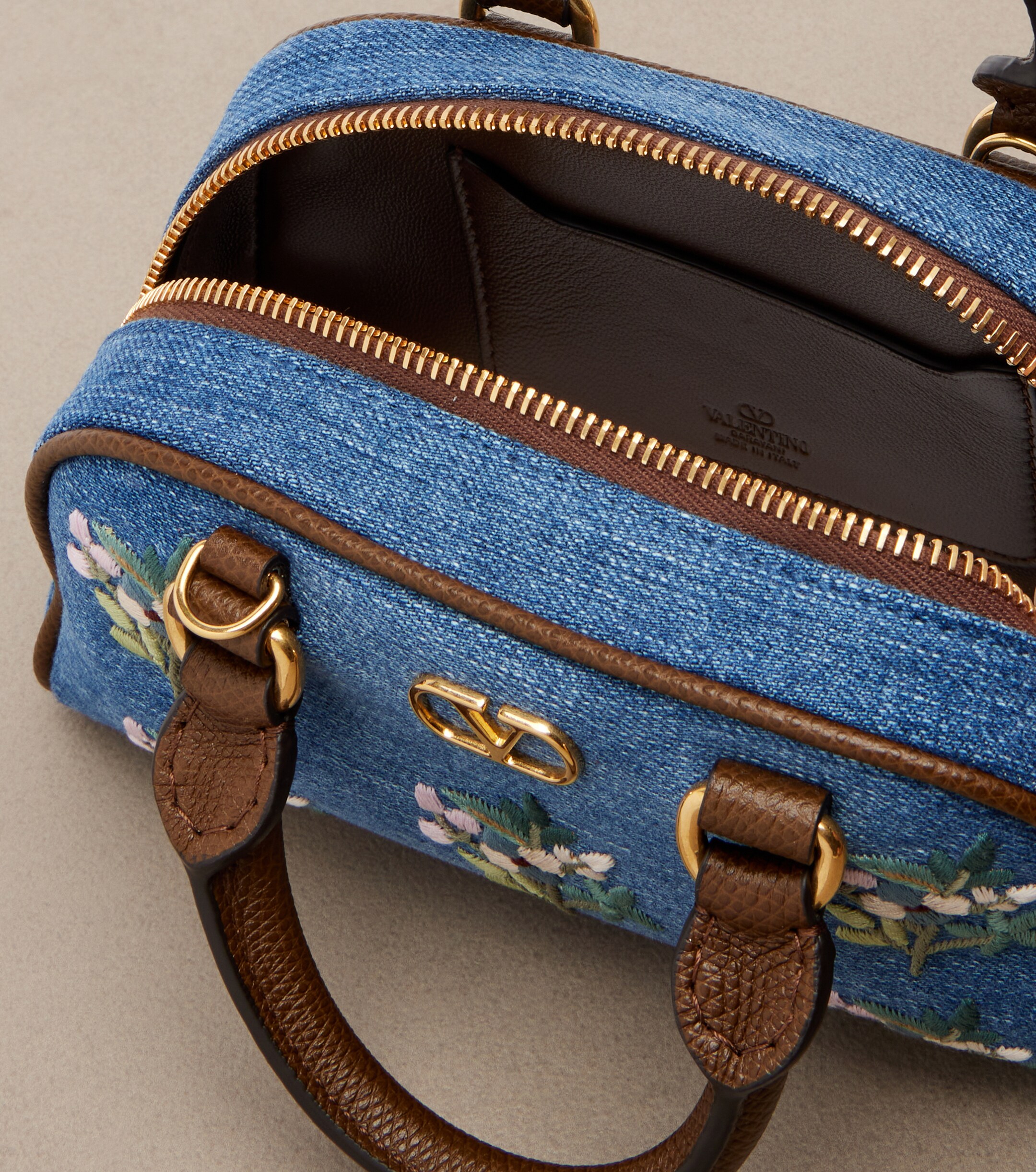 Valentino Garavani VLogo Mini floral denim top-handle bag thumbnail