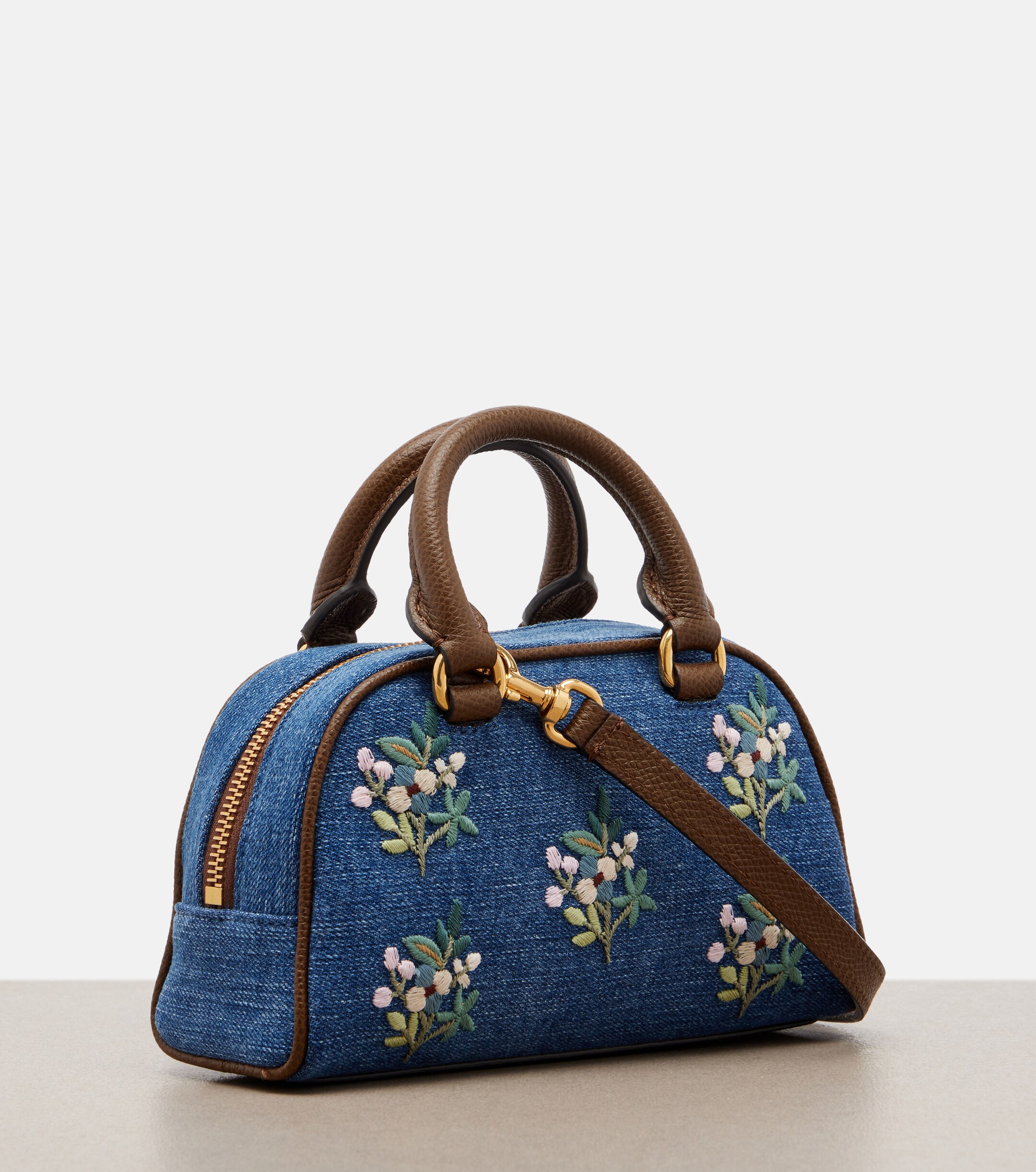 Valentino Garavani VLogo Mini floral denim top-handle bag thumbnail
