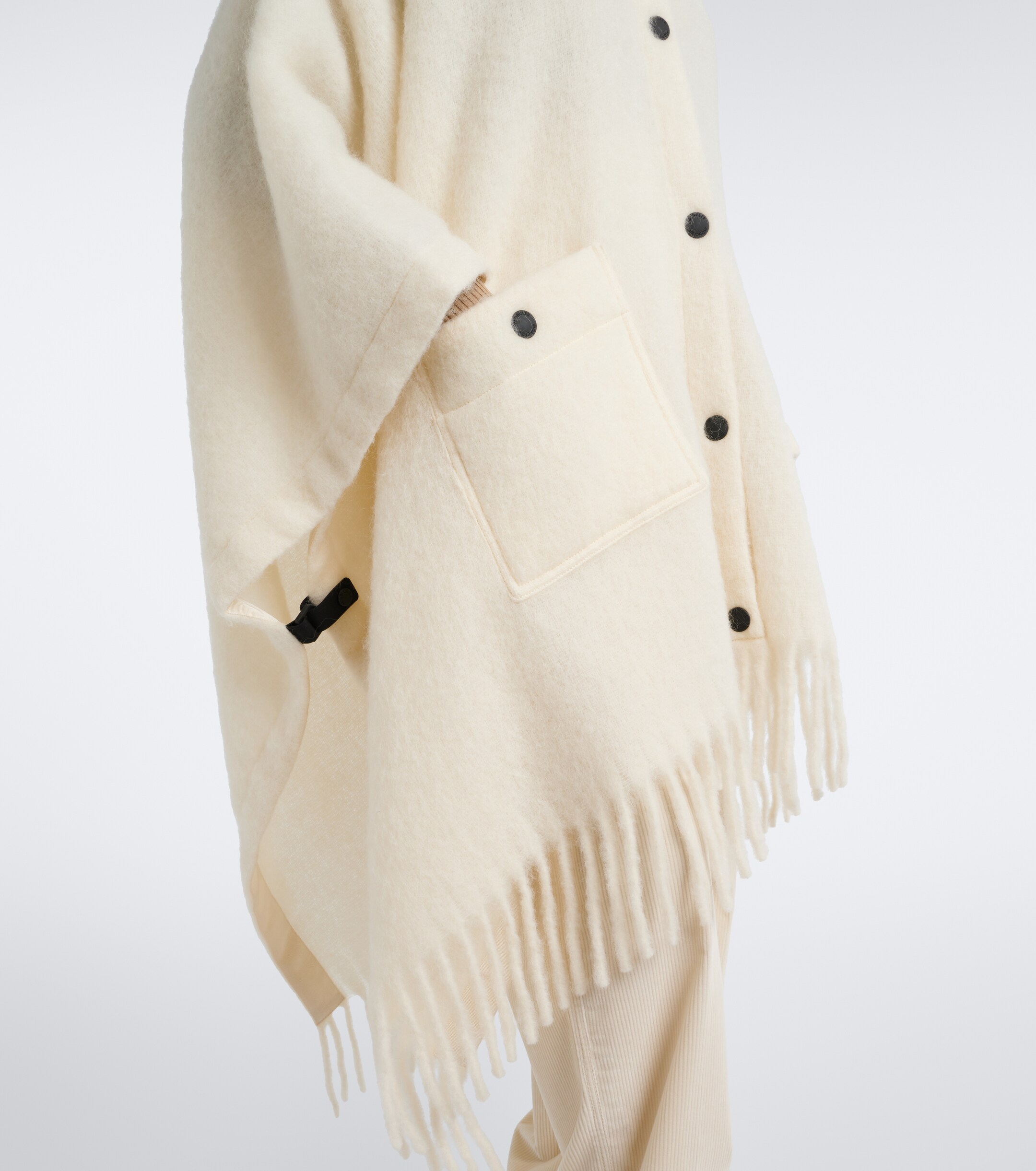 MONCLER GRENOBLE Moncler Grenoble Shearling-trimmed mohair, alpaca and wool-blend poncho