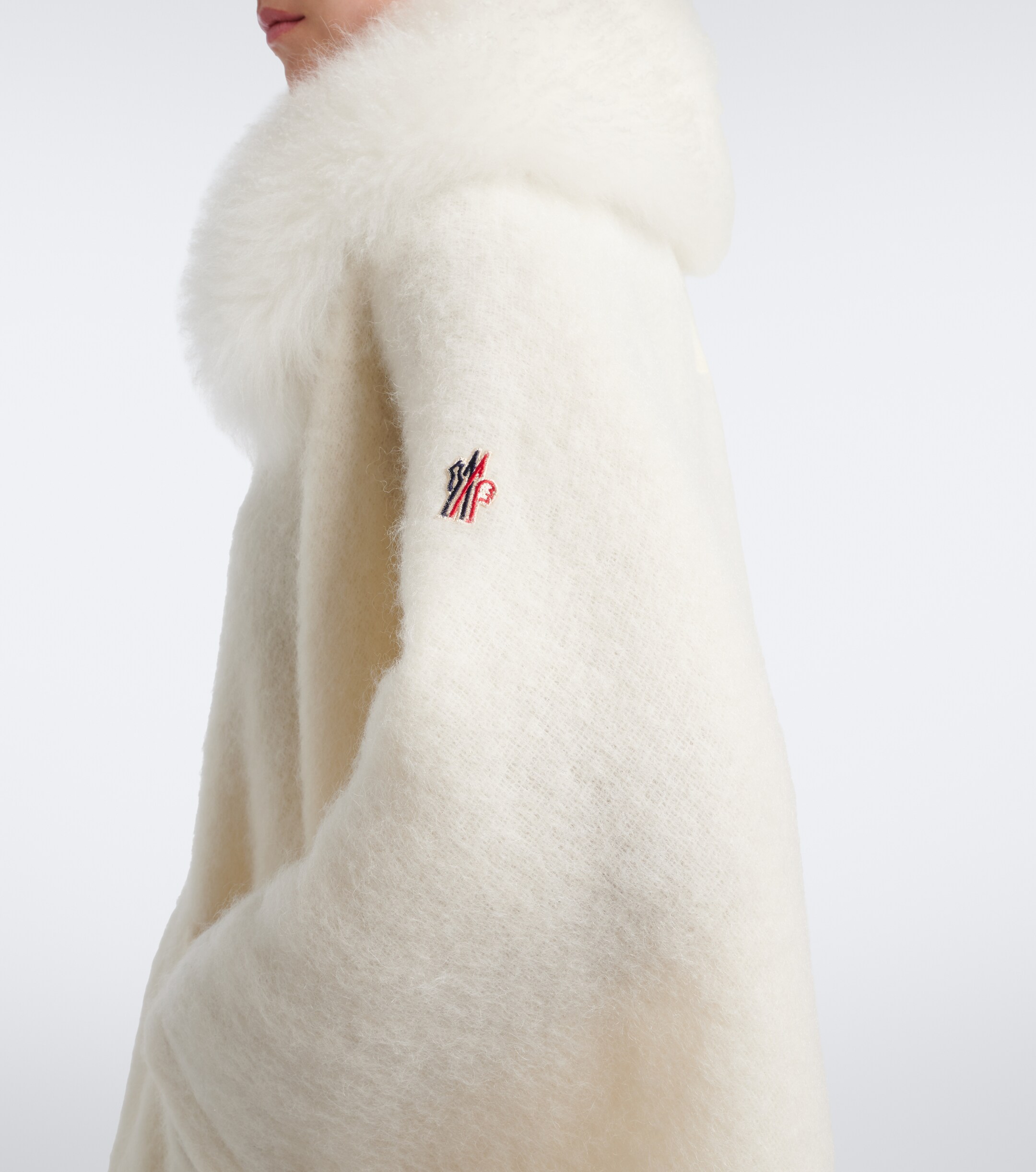 MONCLER GRENOBLE Moncler Grenoble Shearling-trimmed mohair, alpaca and wool-blend poncho