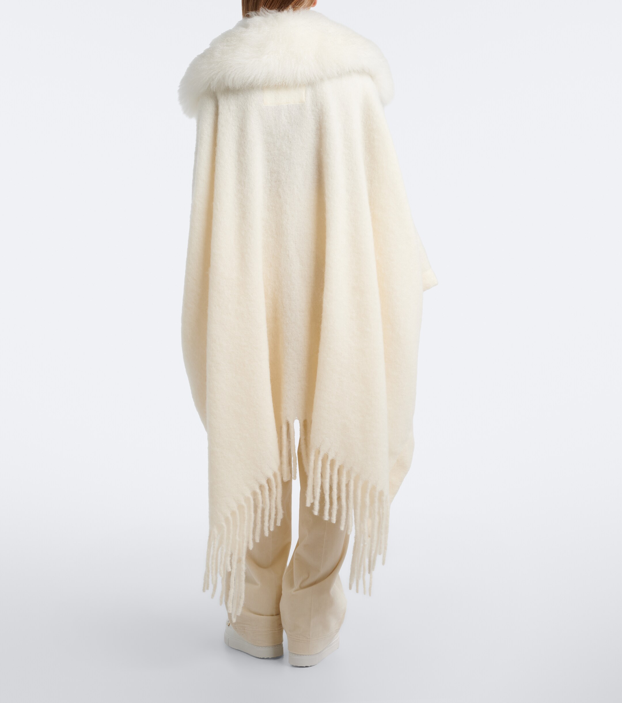 MONCLER GRENOBLE Moncler Grenoble Shearling-trimmed mohair, alpaca and wool-blend poncho