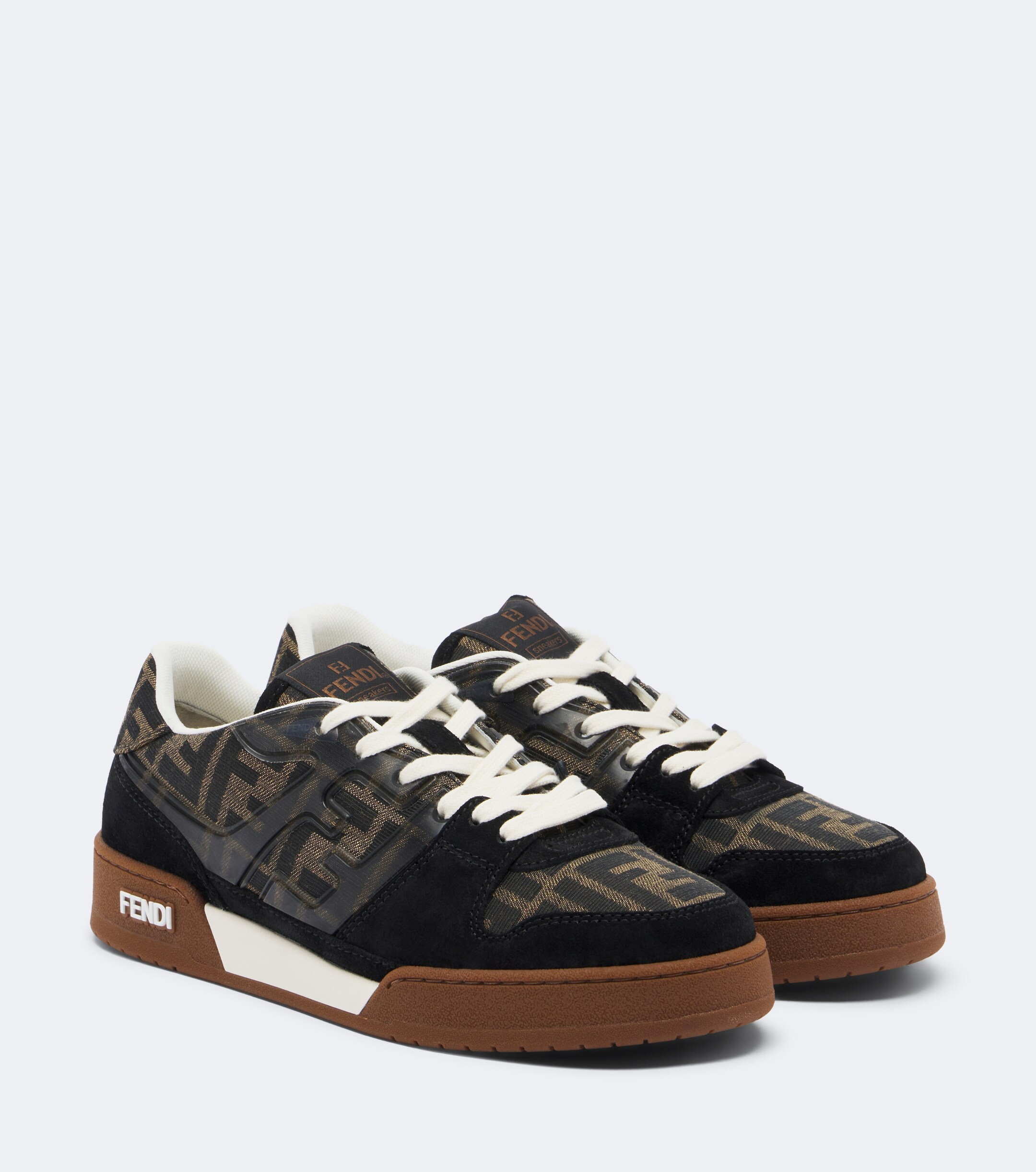 Fendi Fendi Fendi Match jacquard suede-trimmed sneakers