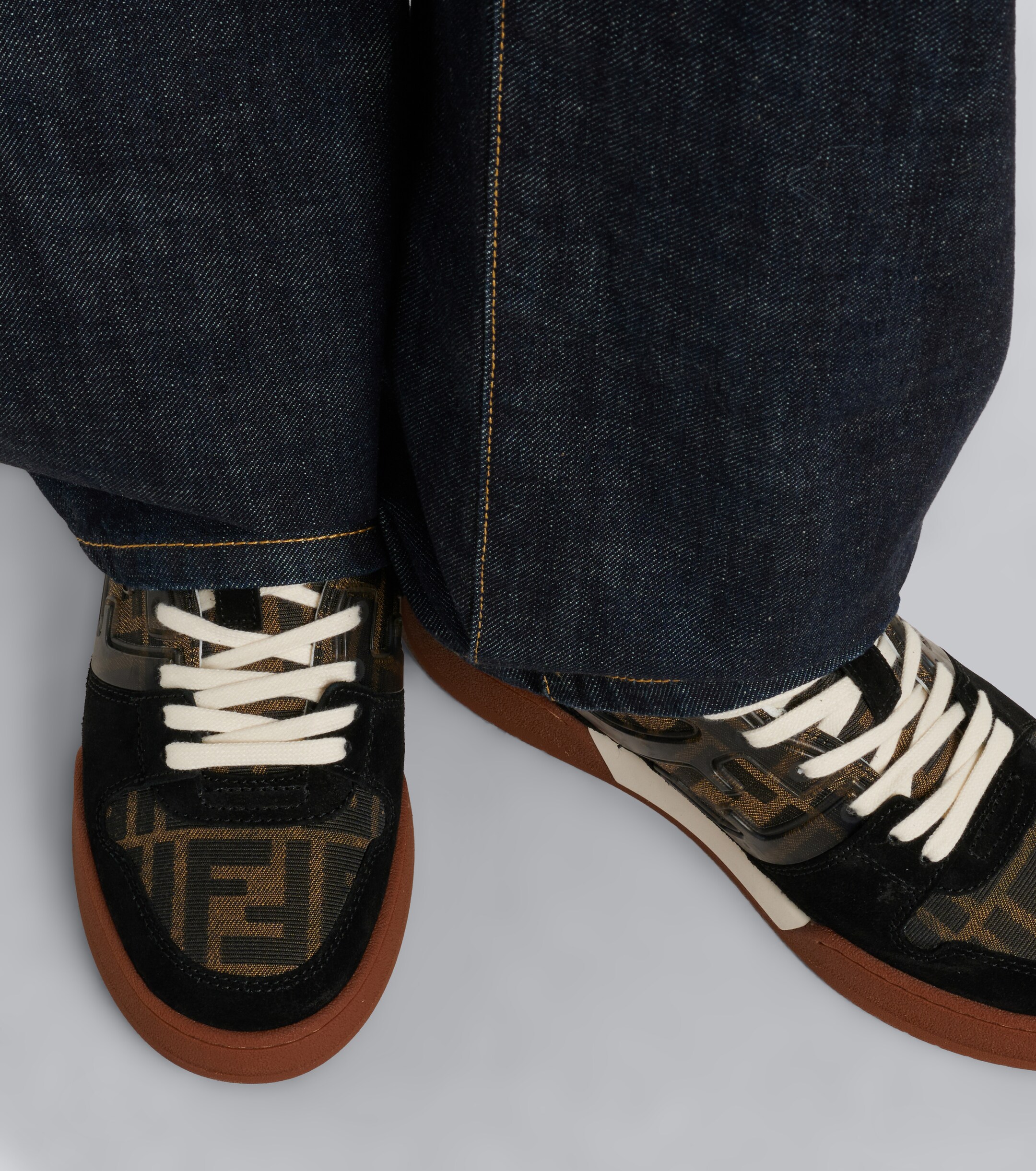 Fendi Fendi Fendi Match jacquard suede-trimmed sneakers