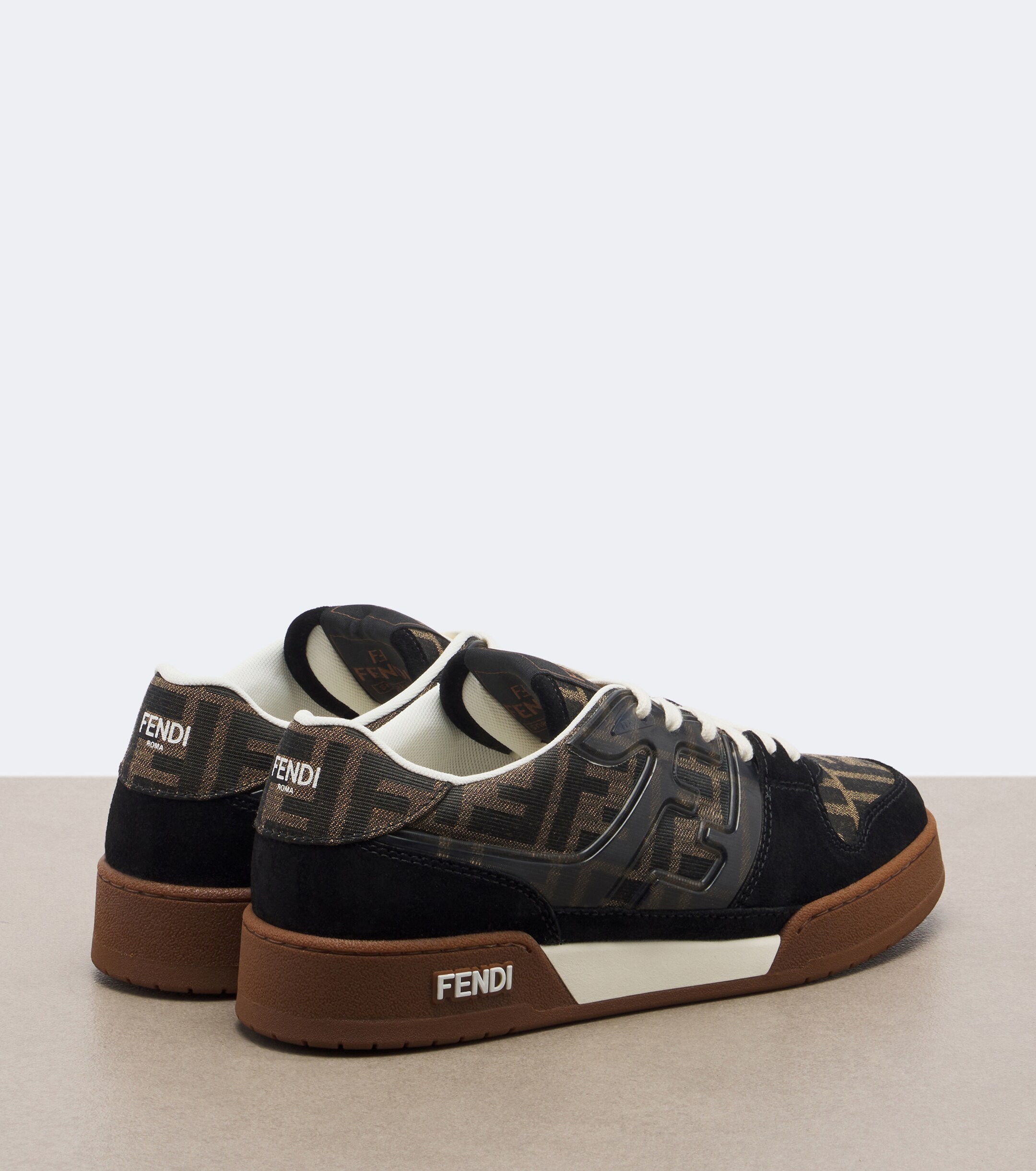 Fendi Fendi Fendi Match jacquard suede-trimmed sneakers