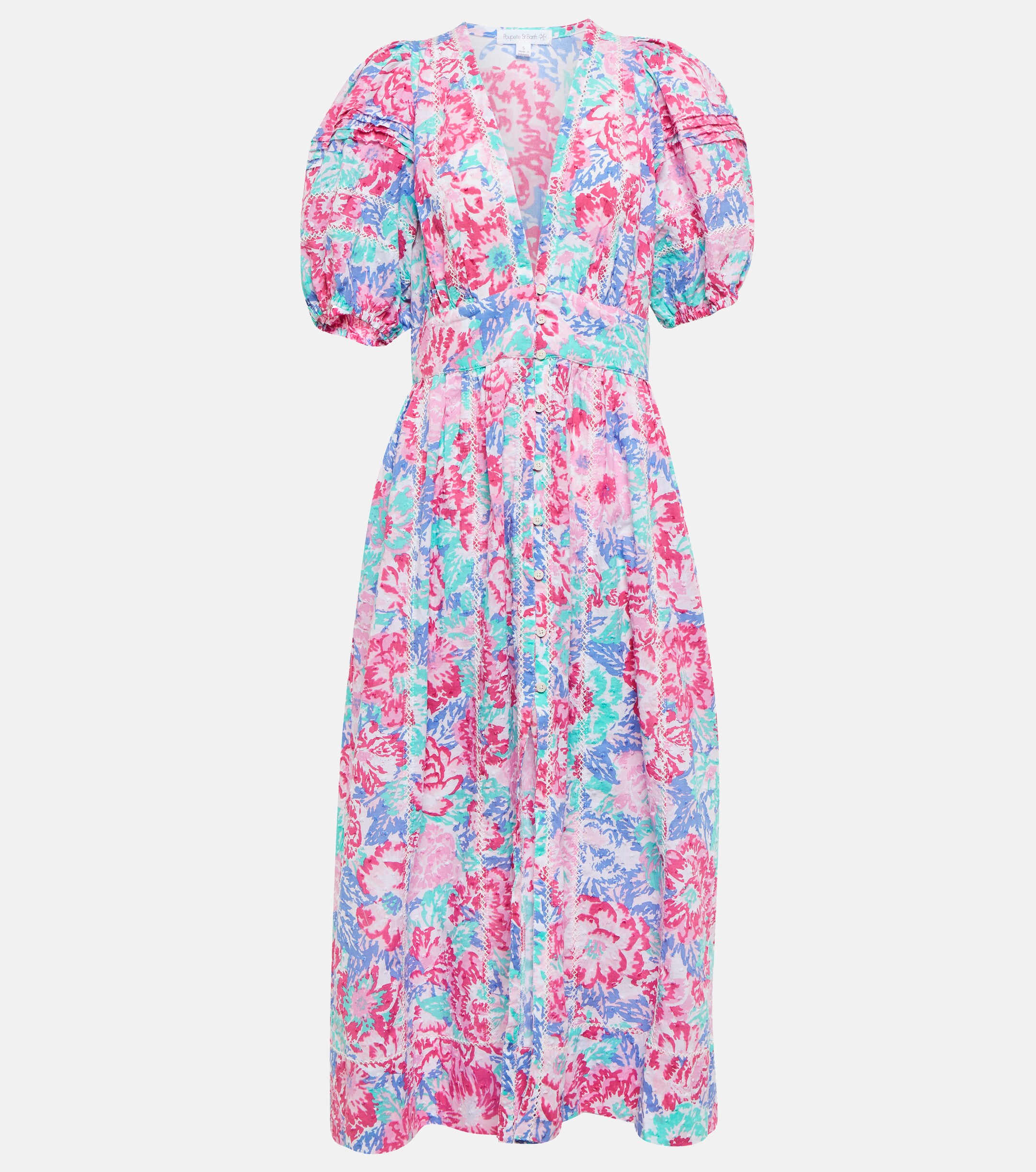 Poupette St Barth Reine floral midi dress thumbnail