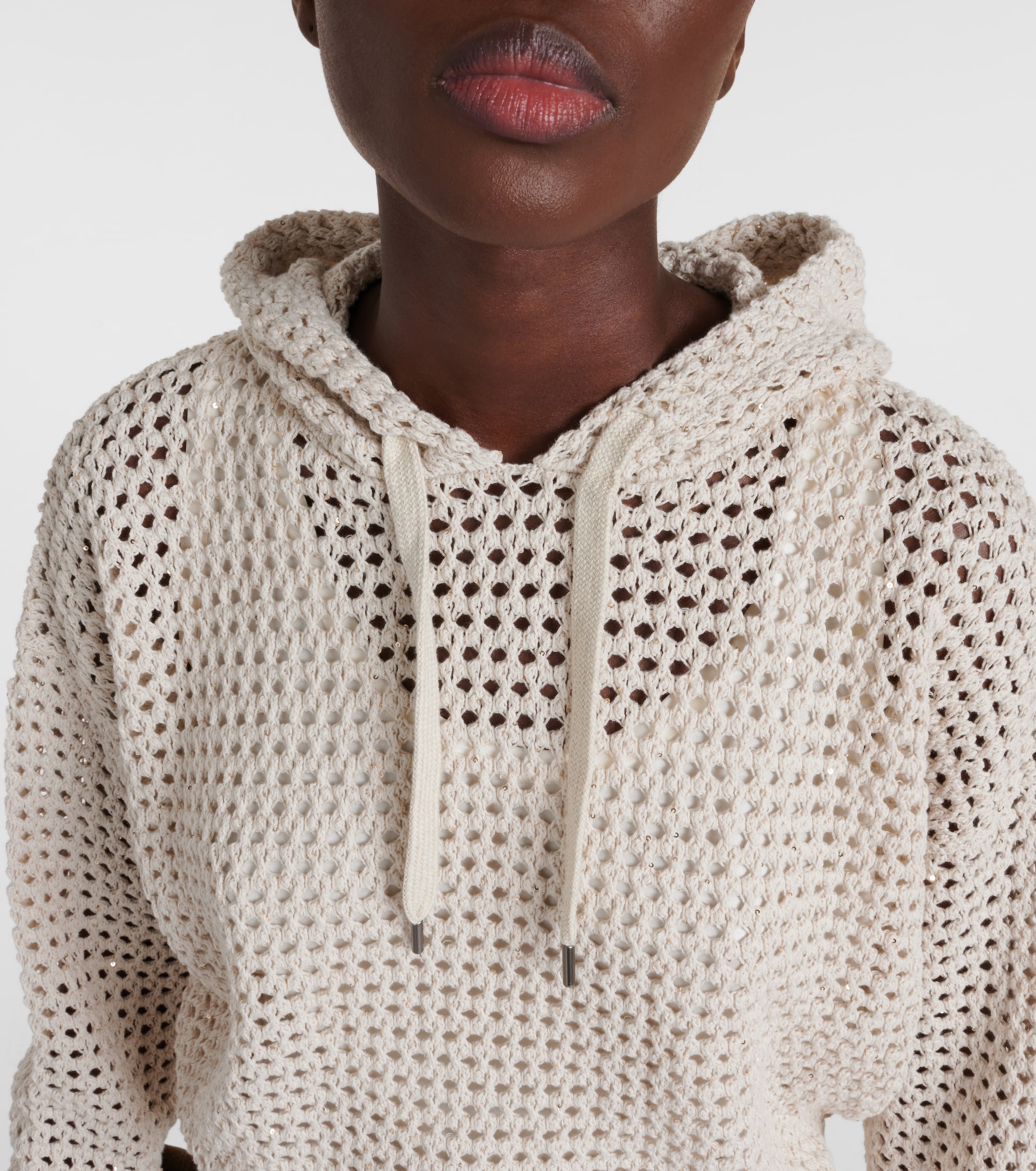 Brunello Cucinelli Open-knit cotton-blend hoodie