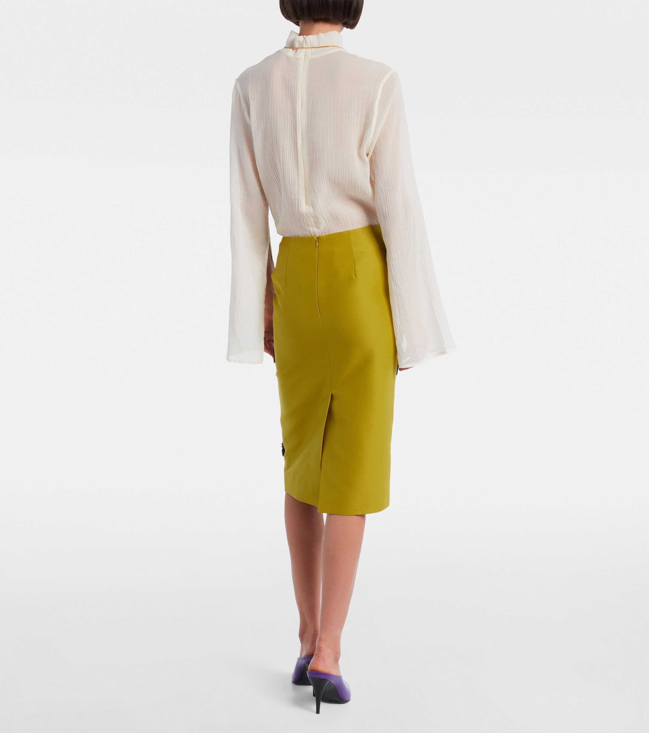 SHUSHU/TONG Floral-appliqué pencil skirt thumbnail