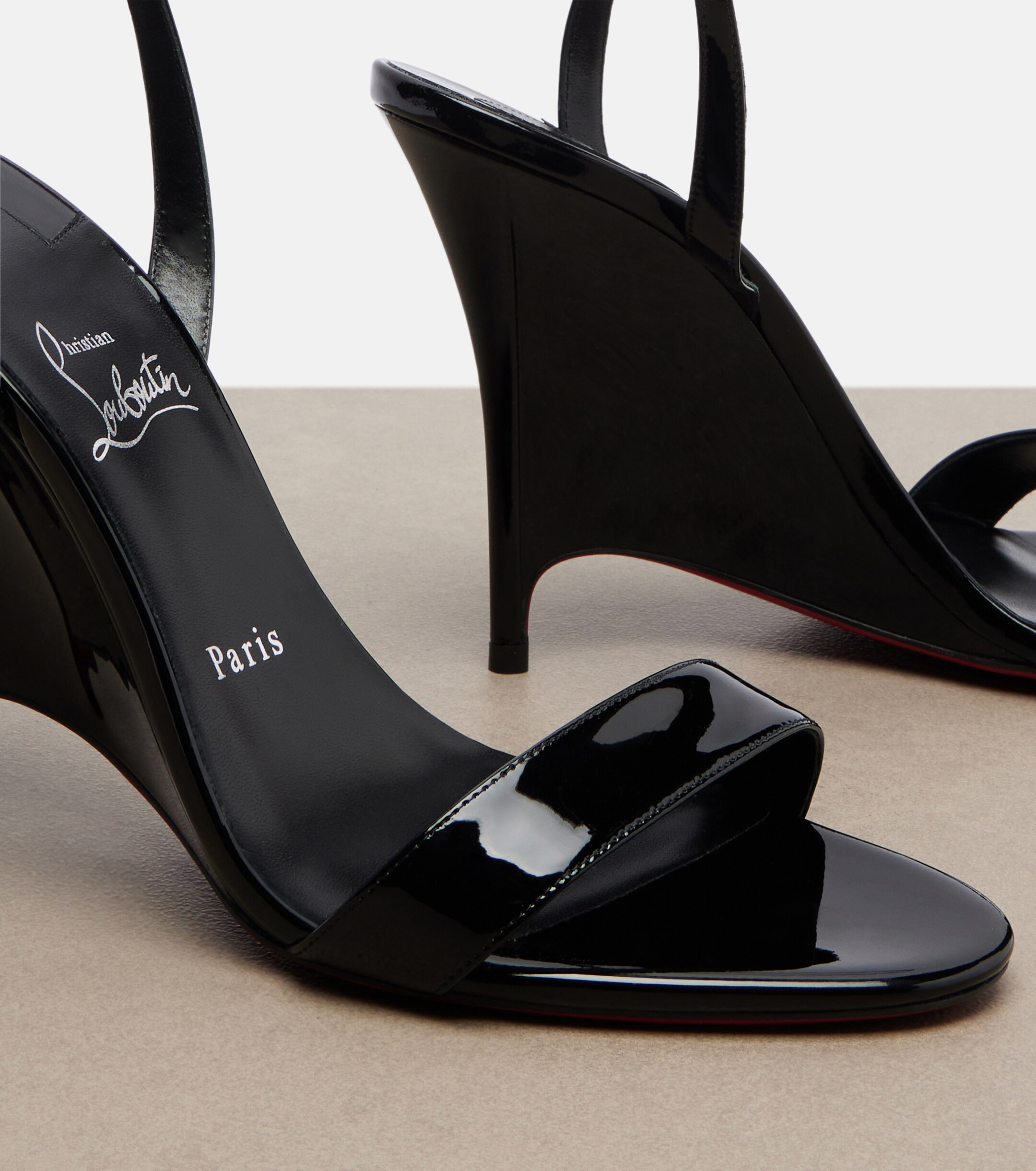 CHRISTIAN LOUBOUTIN Christian Louboutin Miss Z patent leather wedge sandals