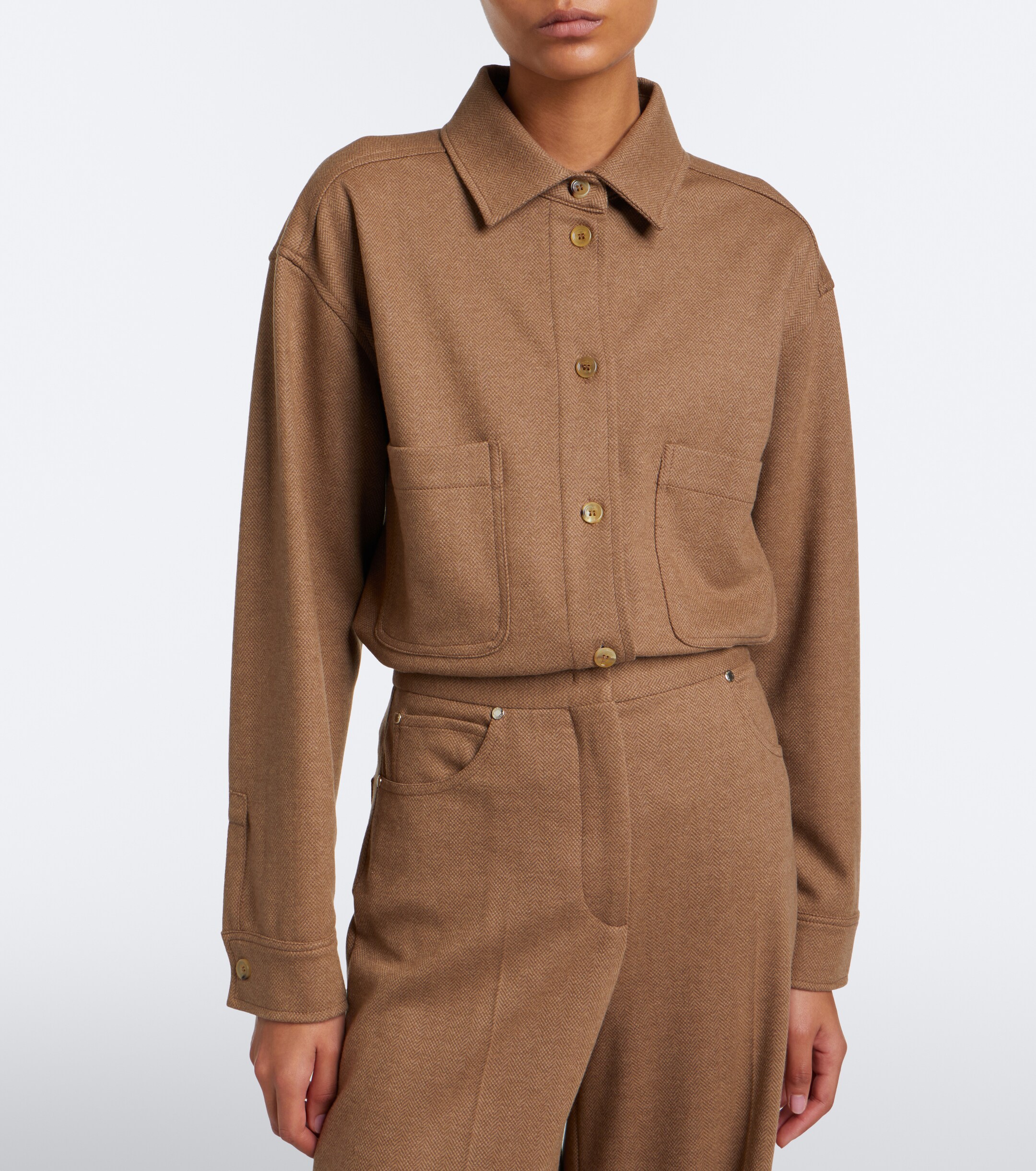 Max Mara Max Mara Camel hair and wool-blend shirt