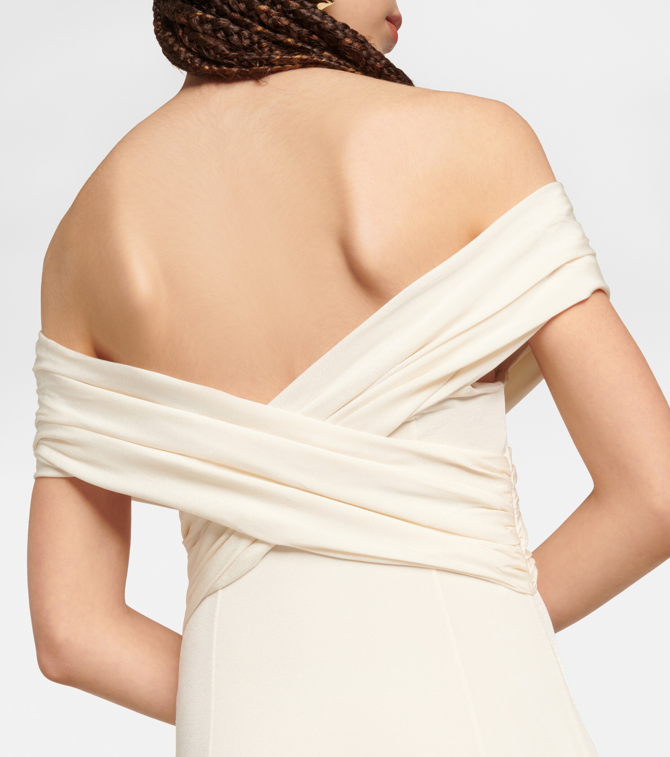 KHAITE Bruna off-shoulder crêpe maxi dress
