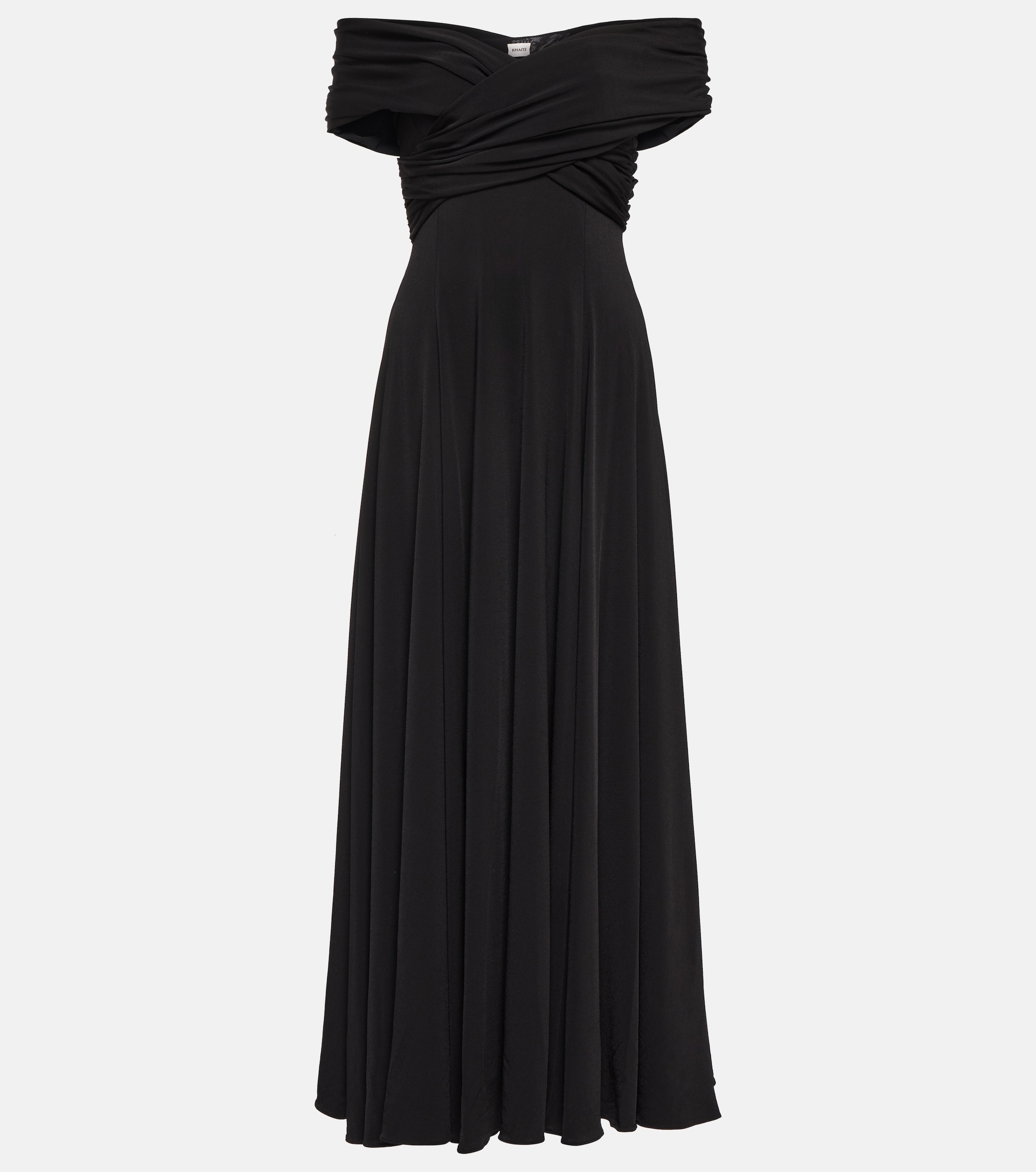 KHAITE Bruna off-shoulder crêpe maxi dress thumbnail
