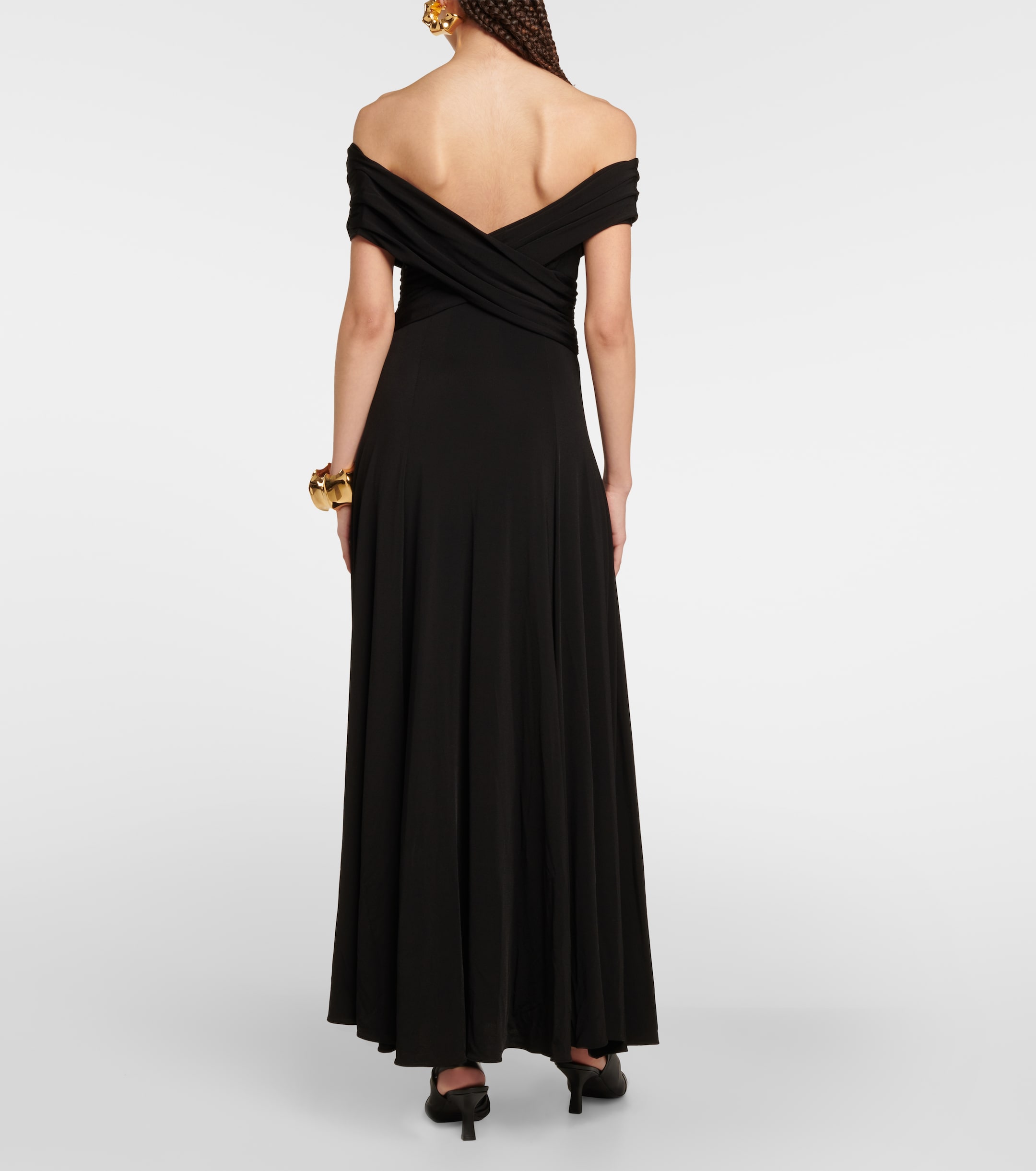KHAITE Bruna off-shoulder crêpe maxi dress thumbnail