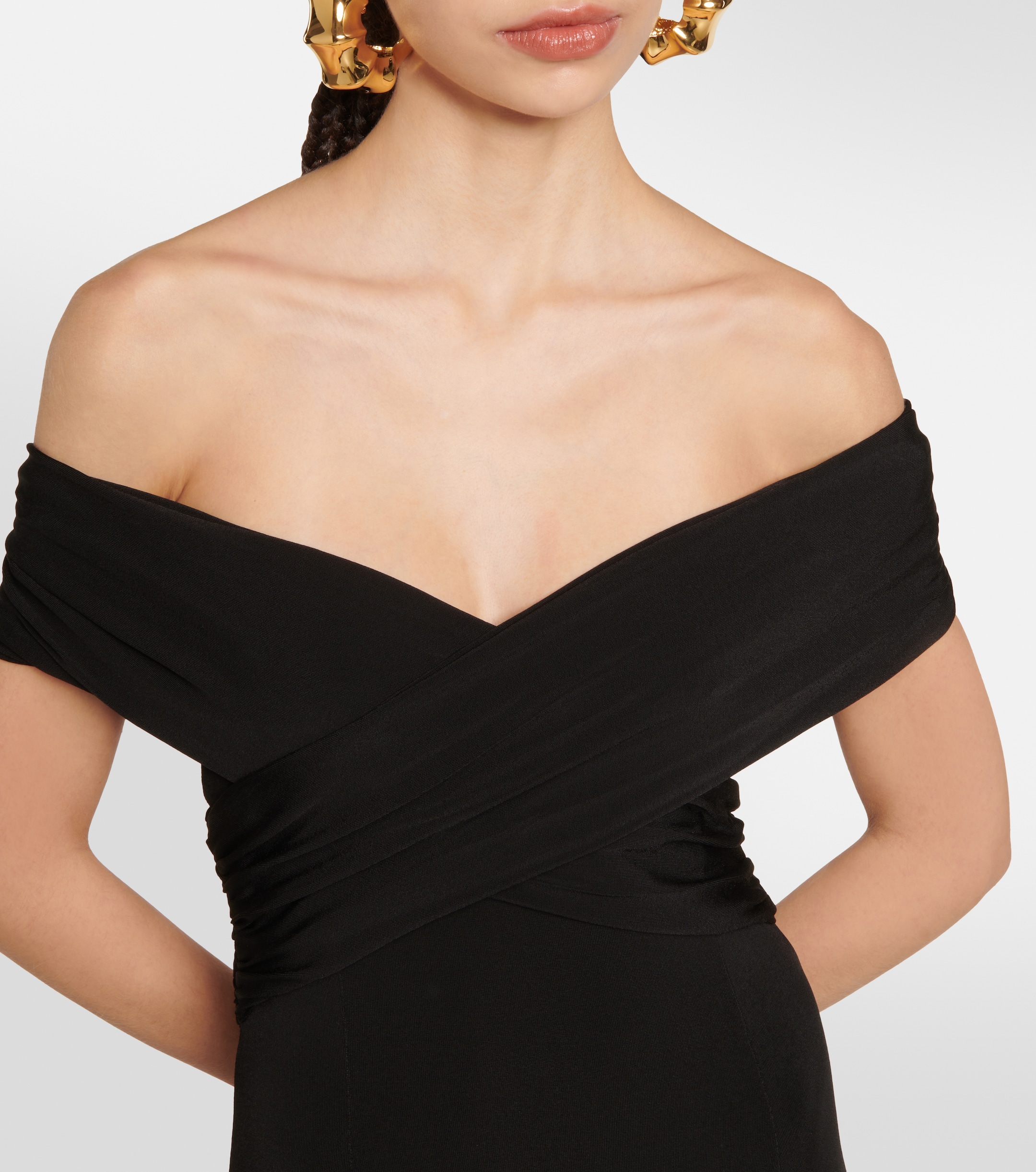 KHAITE Bruna off-shoulder crêpe maxi dress thumbnail