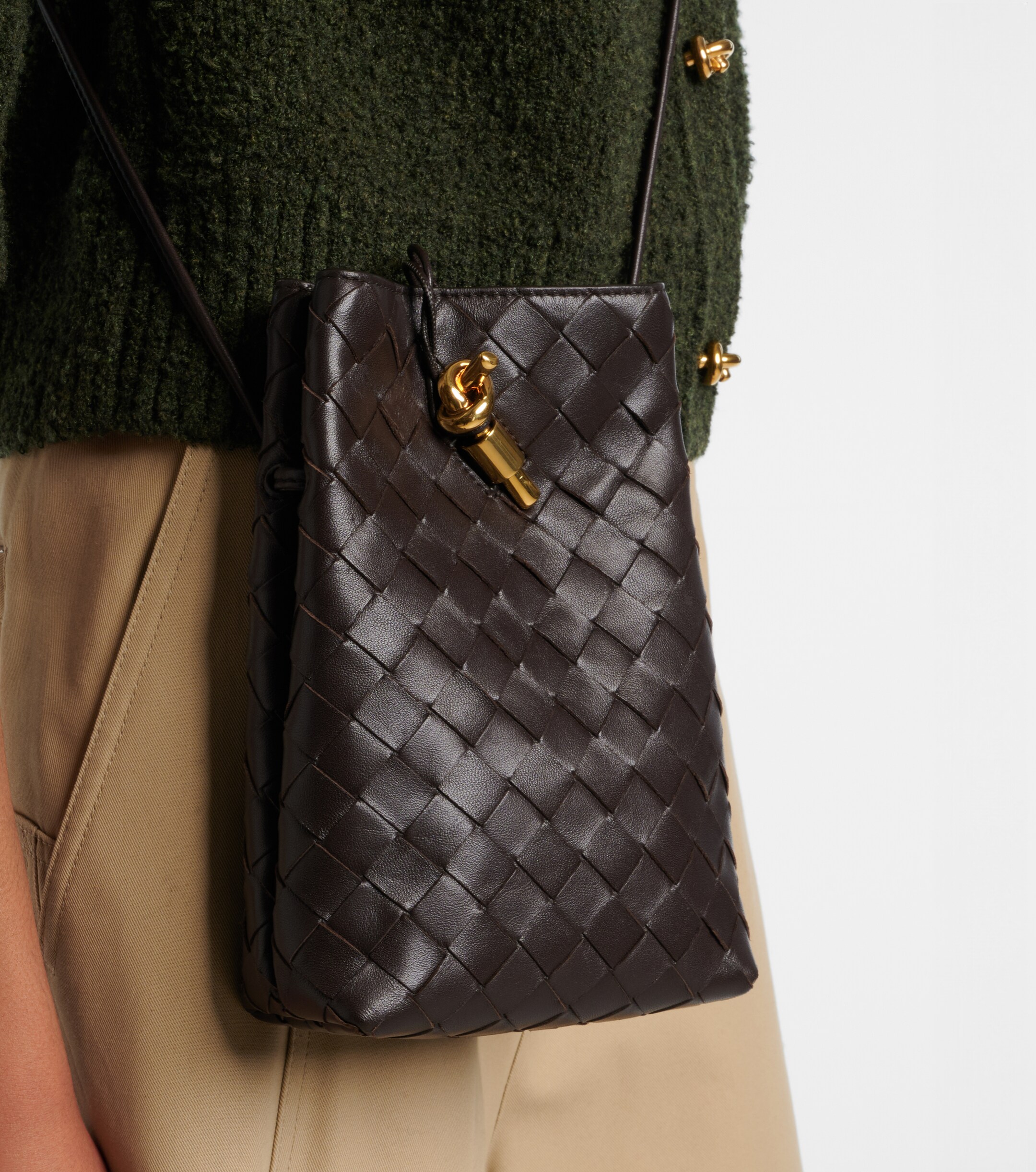 Bottega Veneta Andiamo Intrecciato leather phone pouch