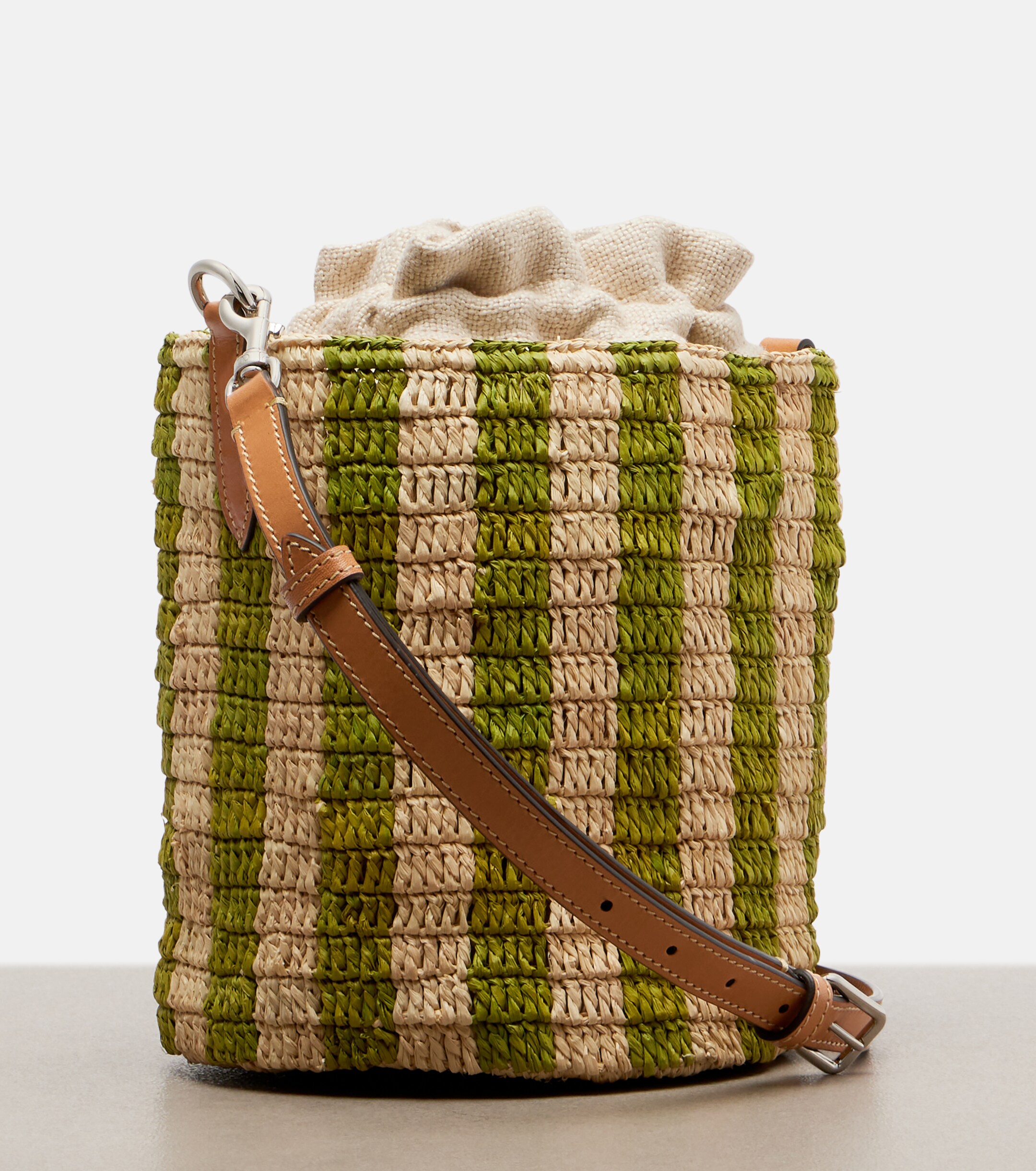 Valentino Garavani VLogo Mini striped raffia crossbody bag thumbnail