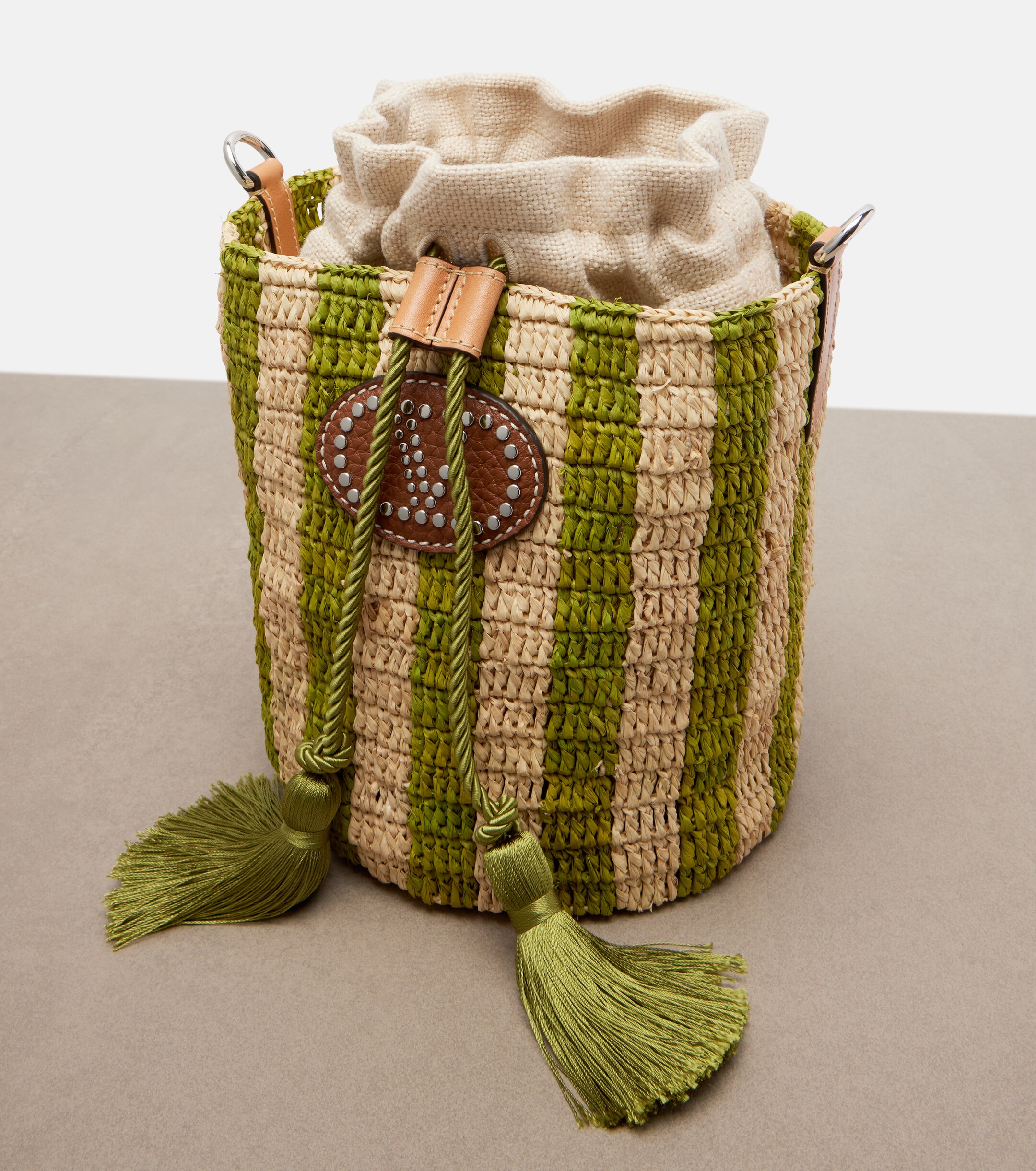 Valentino Garavani VLogo Mini striped raffia crossbody bag thumbnail