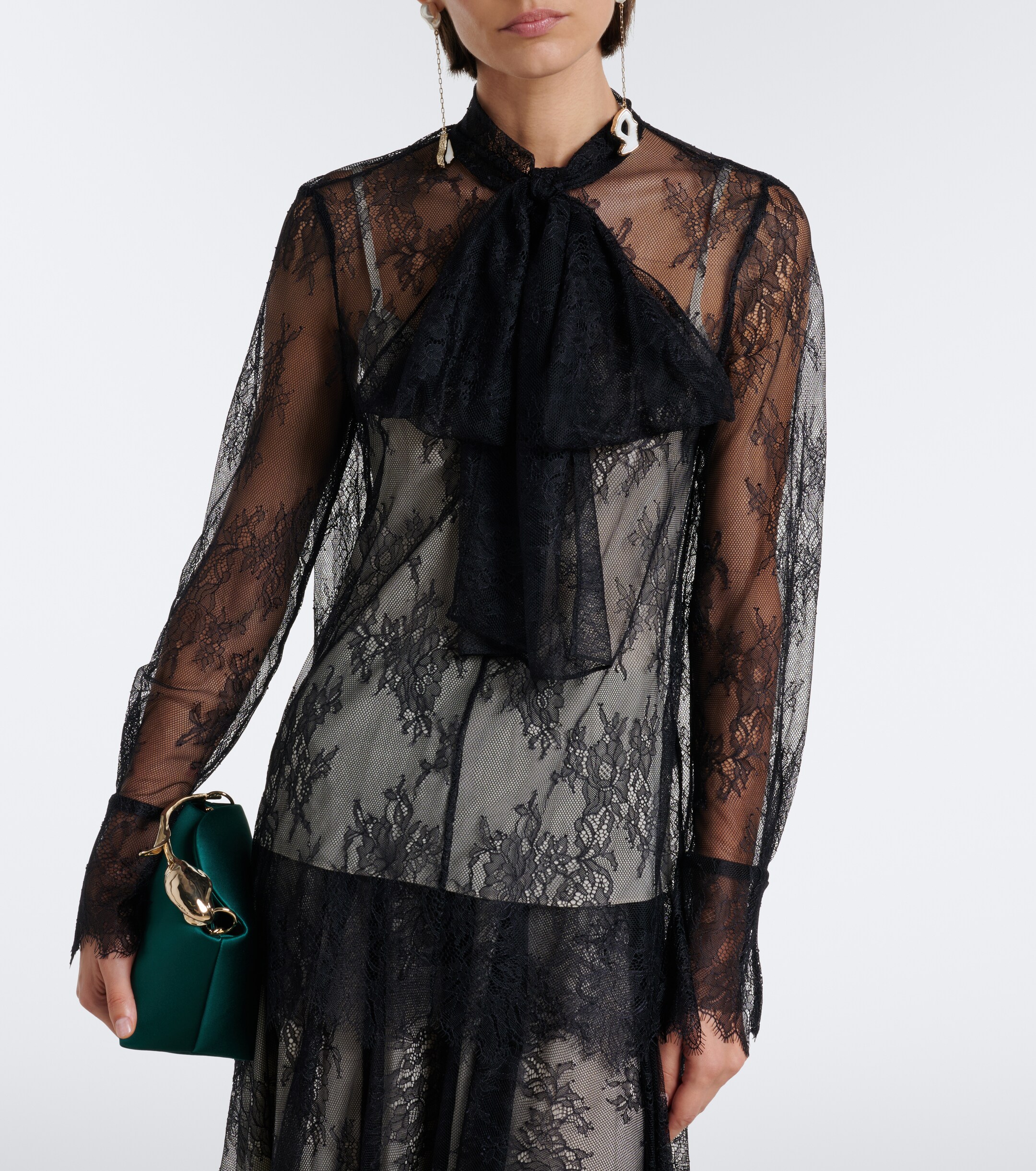 Erdem Erdem Bow-detail floral lace blouse
