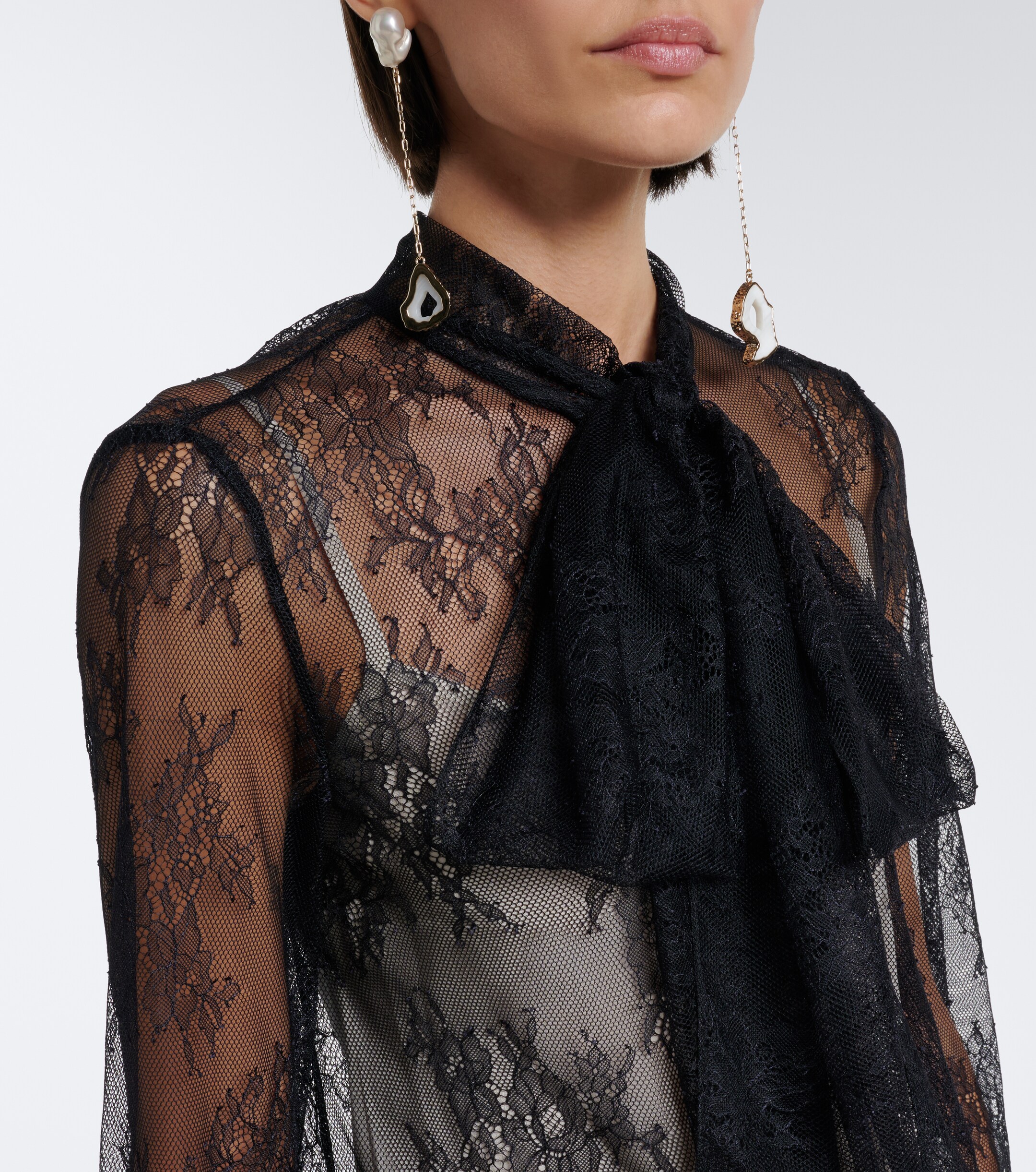 Erdem Erdem Bow-detail floral lace blouse
