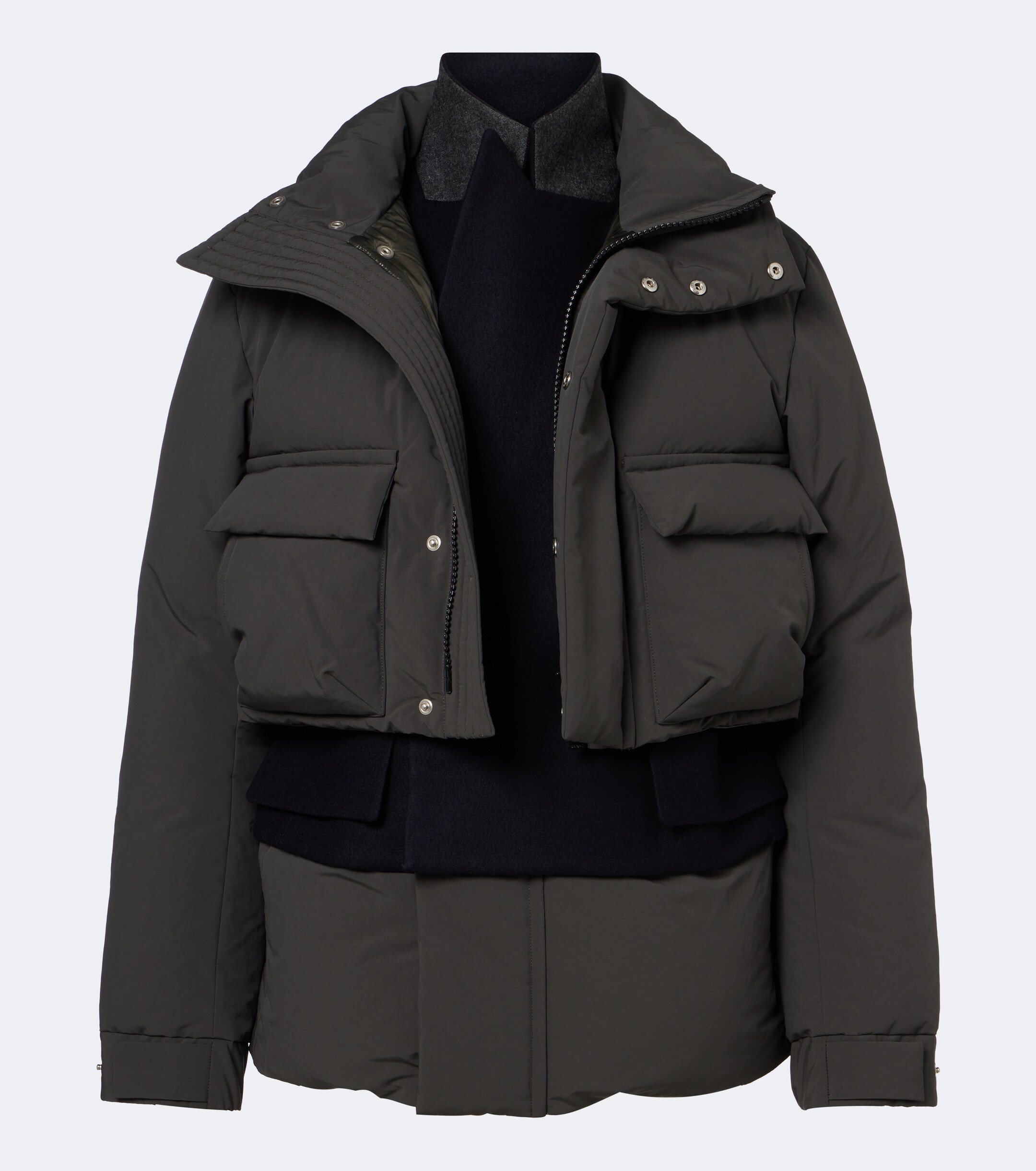 Sacai Sacai Layered wool-trimmed down jacket