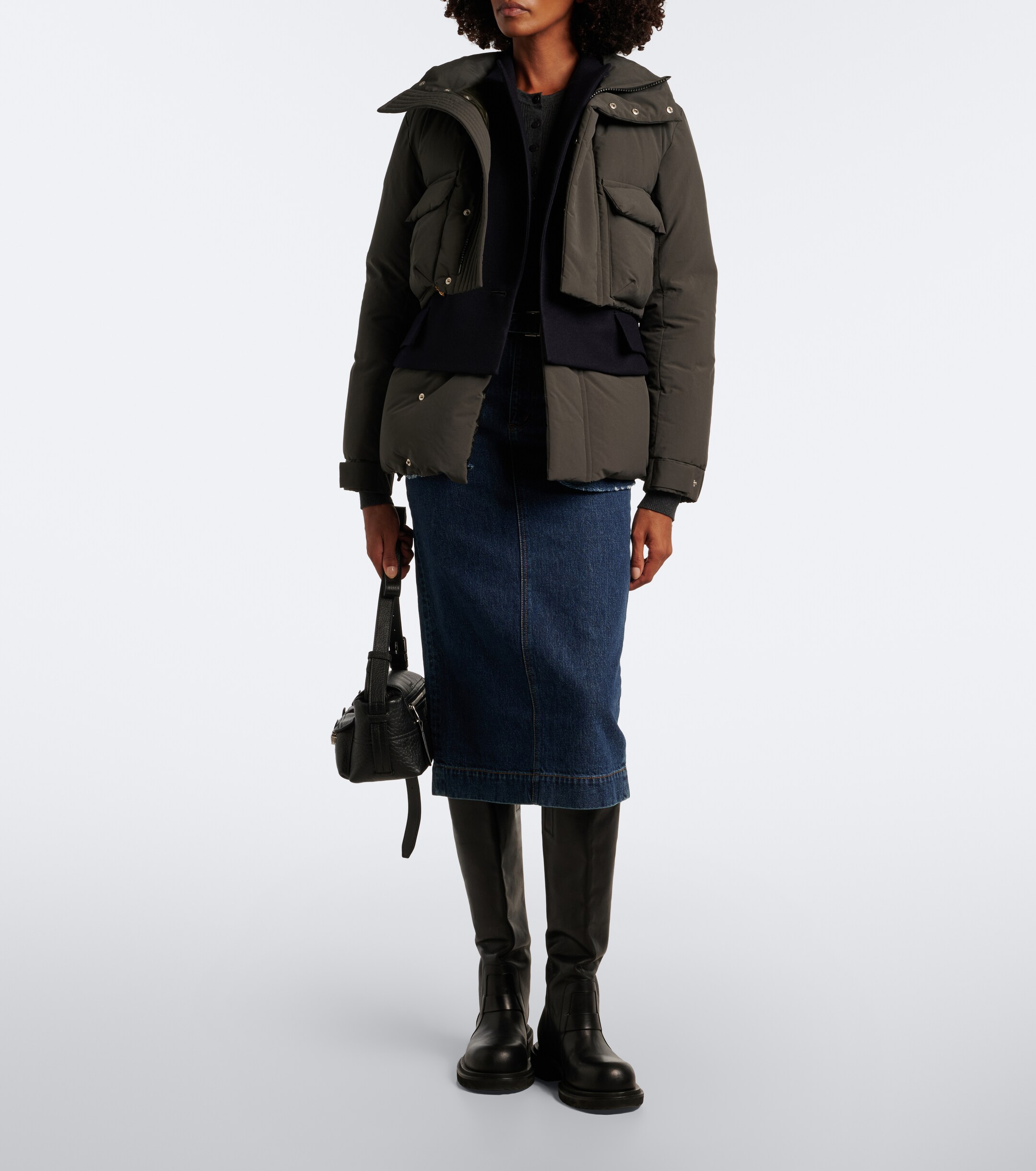 Sacai Sacai Layered wool-trimmed down jacket