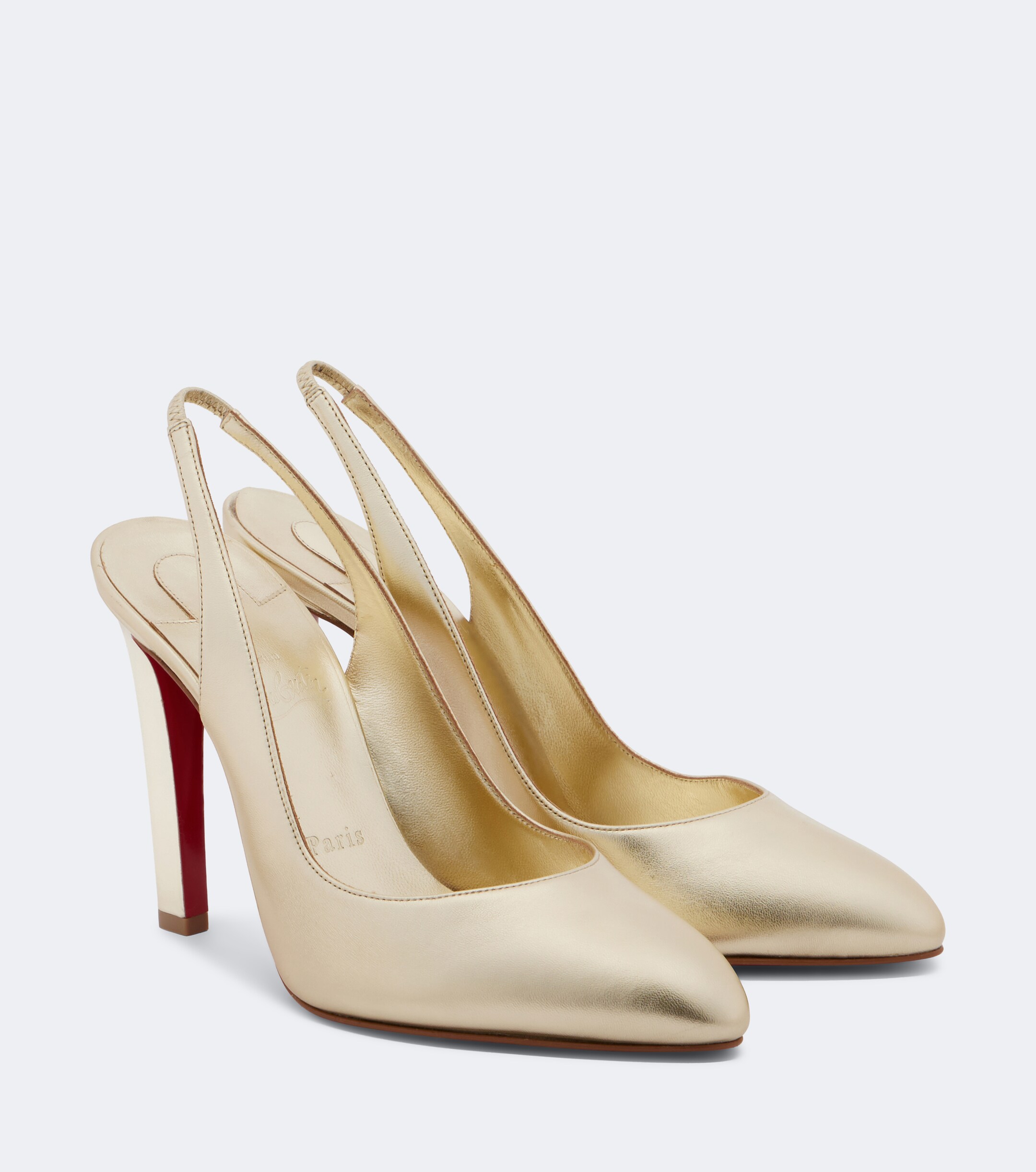 CHRISTIAN LOUBOUTIN Christian Louboutin Fannylove metallic leather slingback pumps
