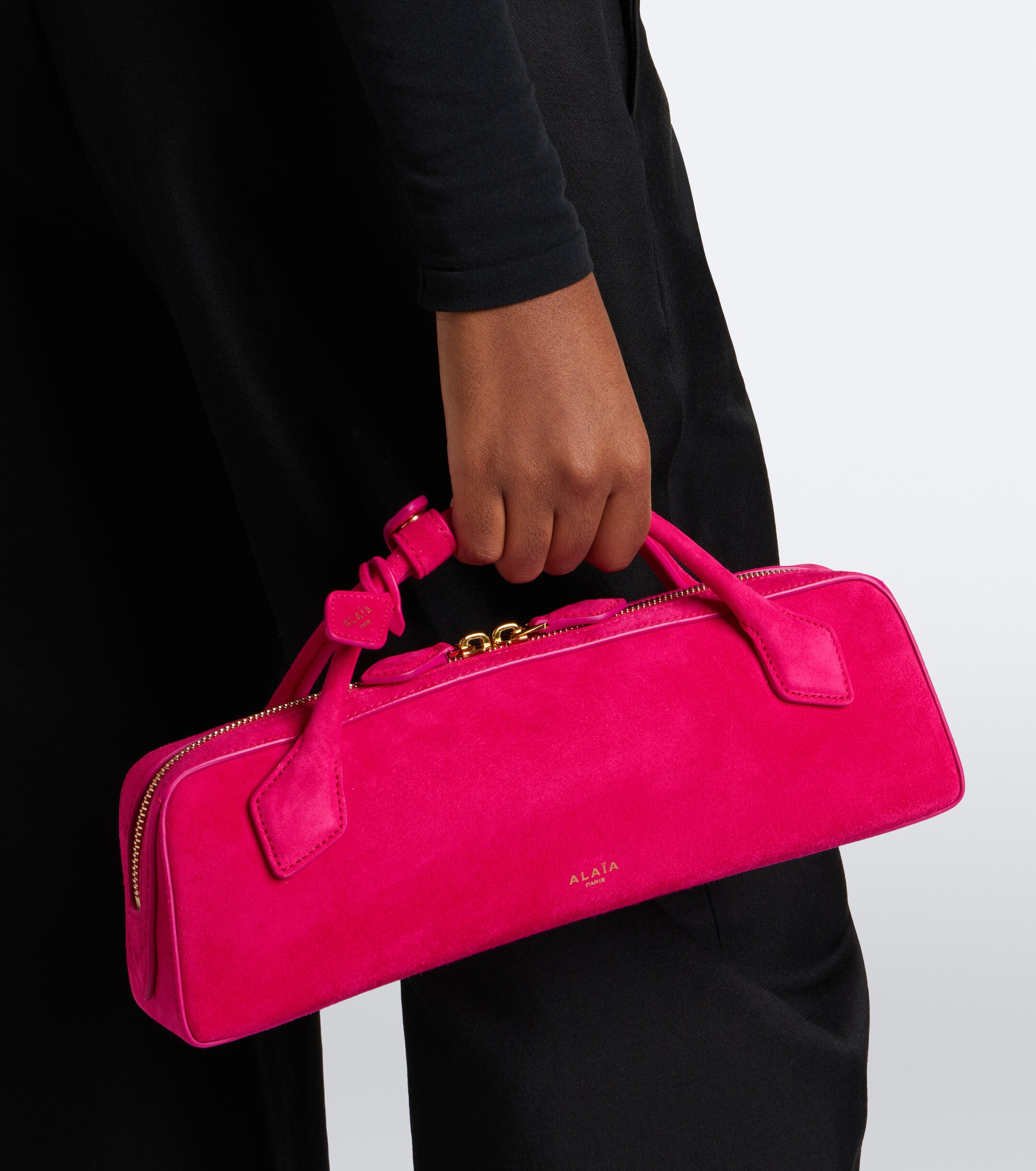 Alaïa Le Teckel Small suede clutch