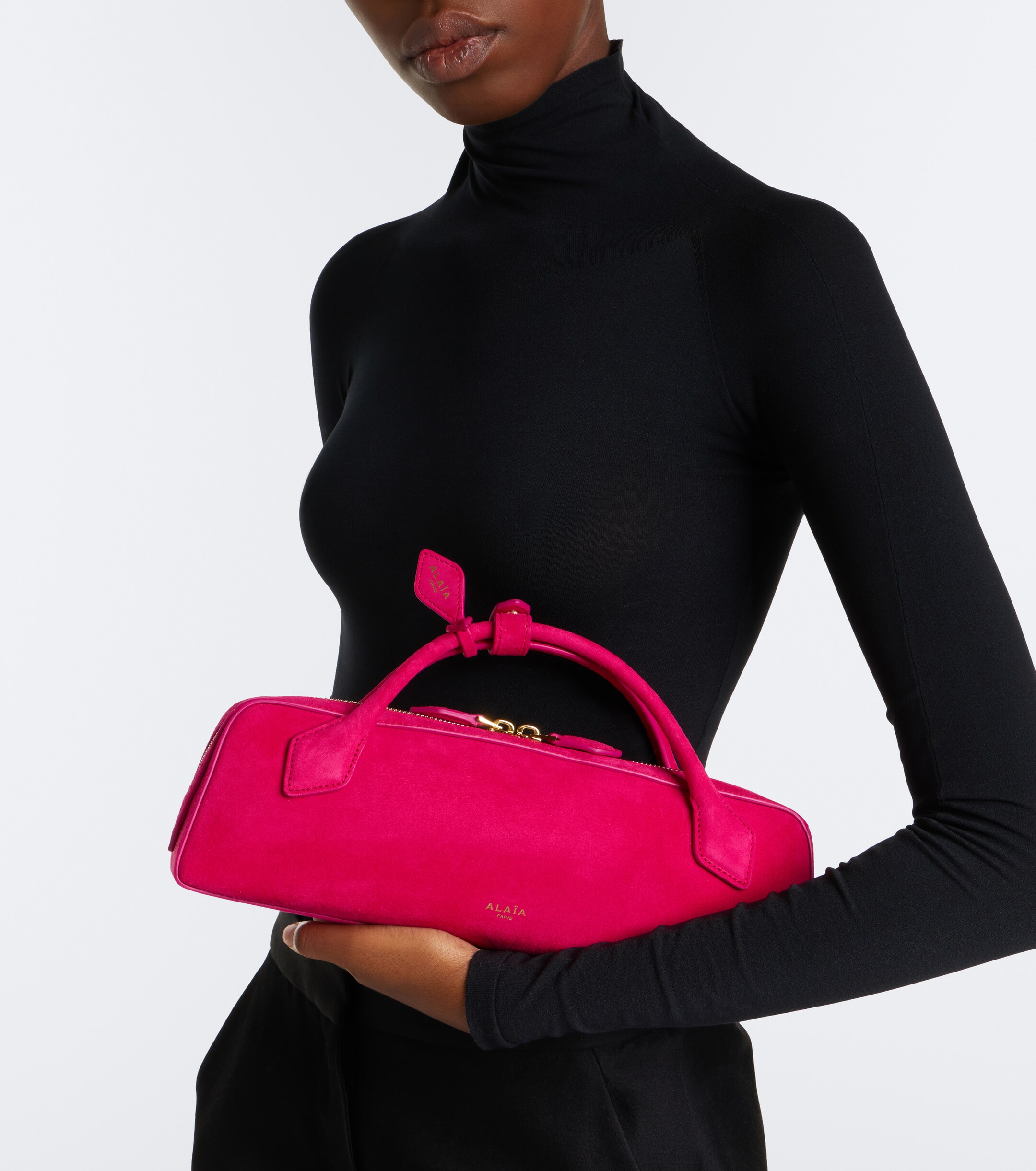 Alaïa Le Teckel Small suede clutch