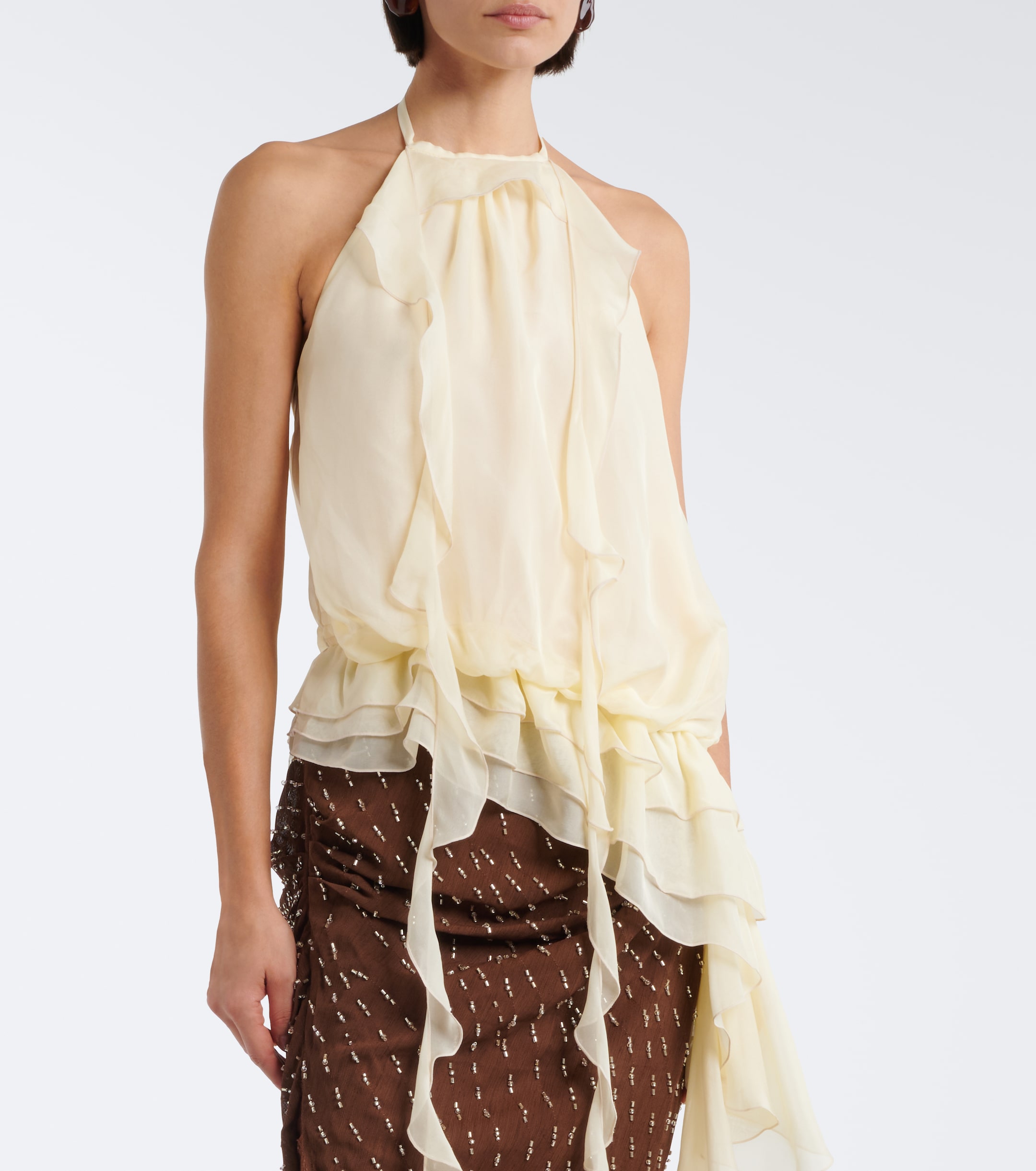 Jacques Wei Jacques Wei Ruffled chiffon halterneck top