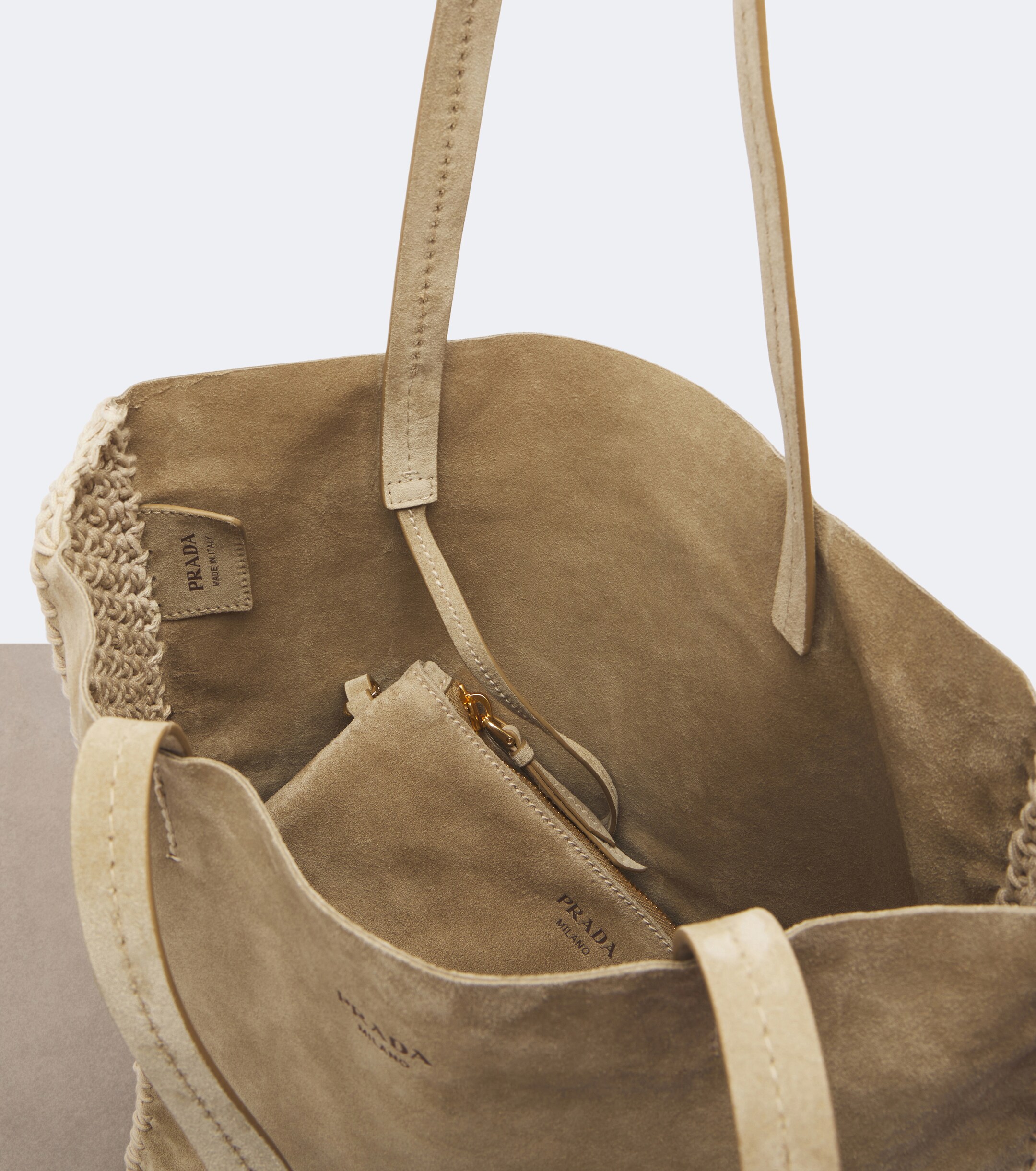 Prada Prada Large crochet suede shopper
