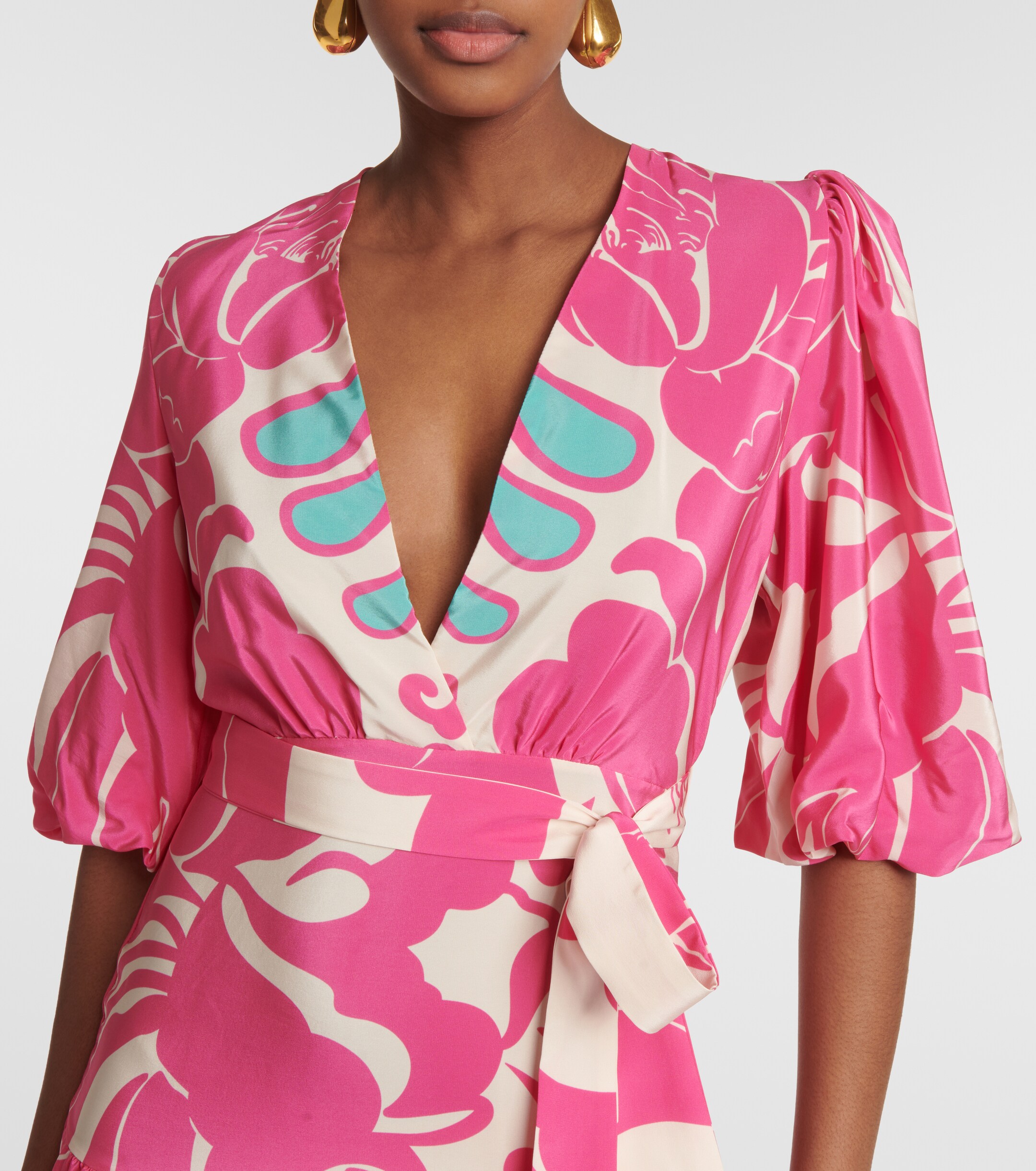 Adriana Degreas Puff-sleeve silk maxi dress