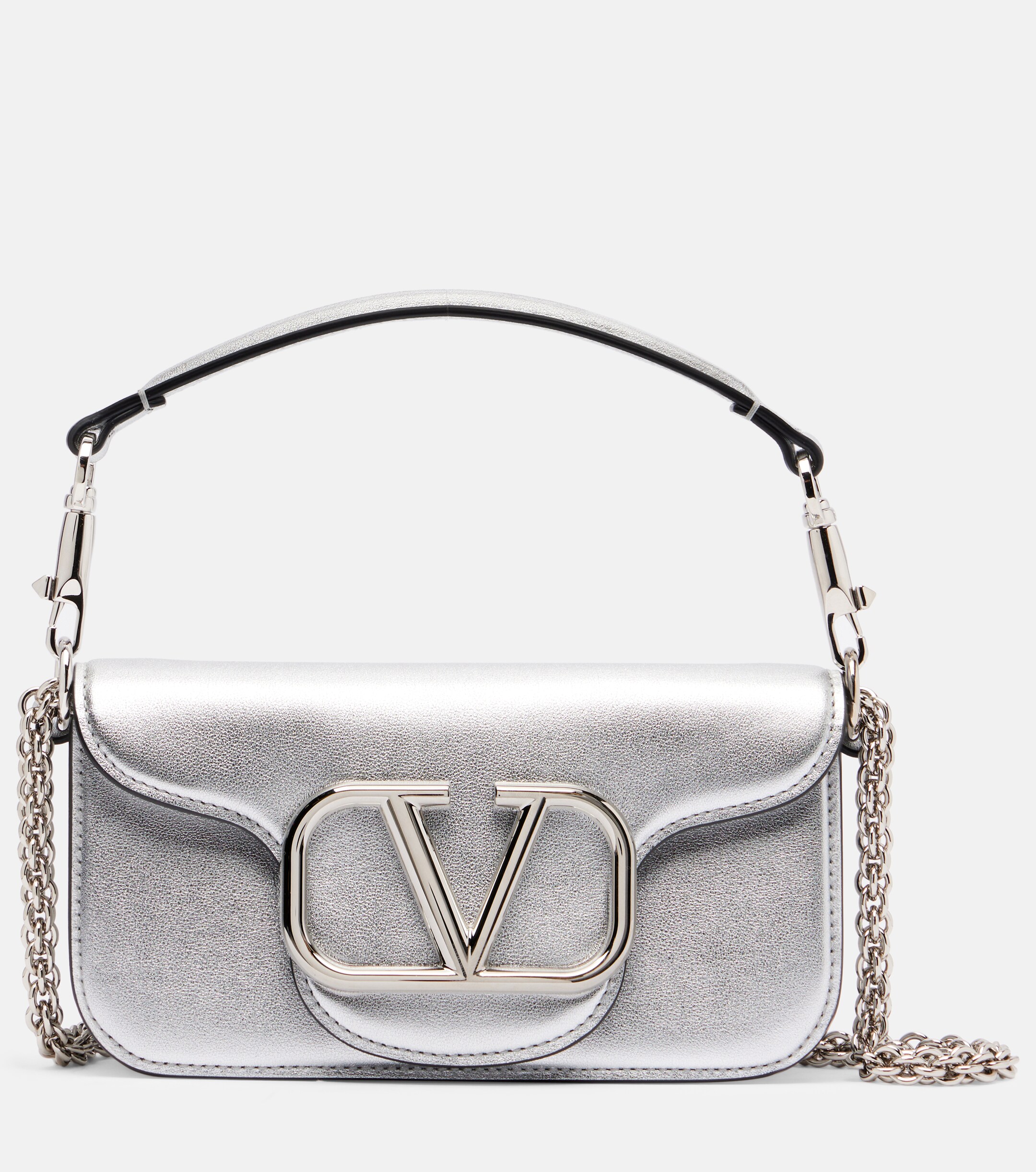 Valentino Garavani Locò Small metallic leather shoulder bag