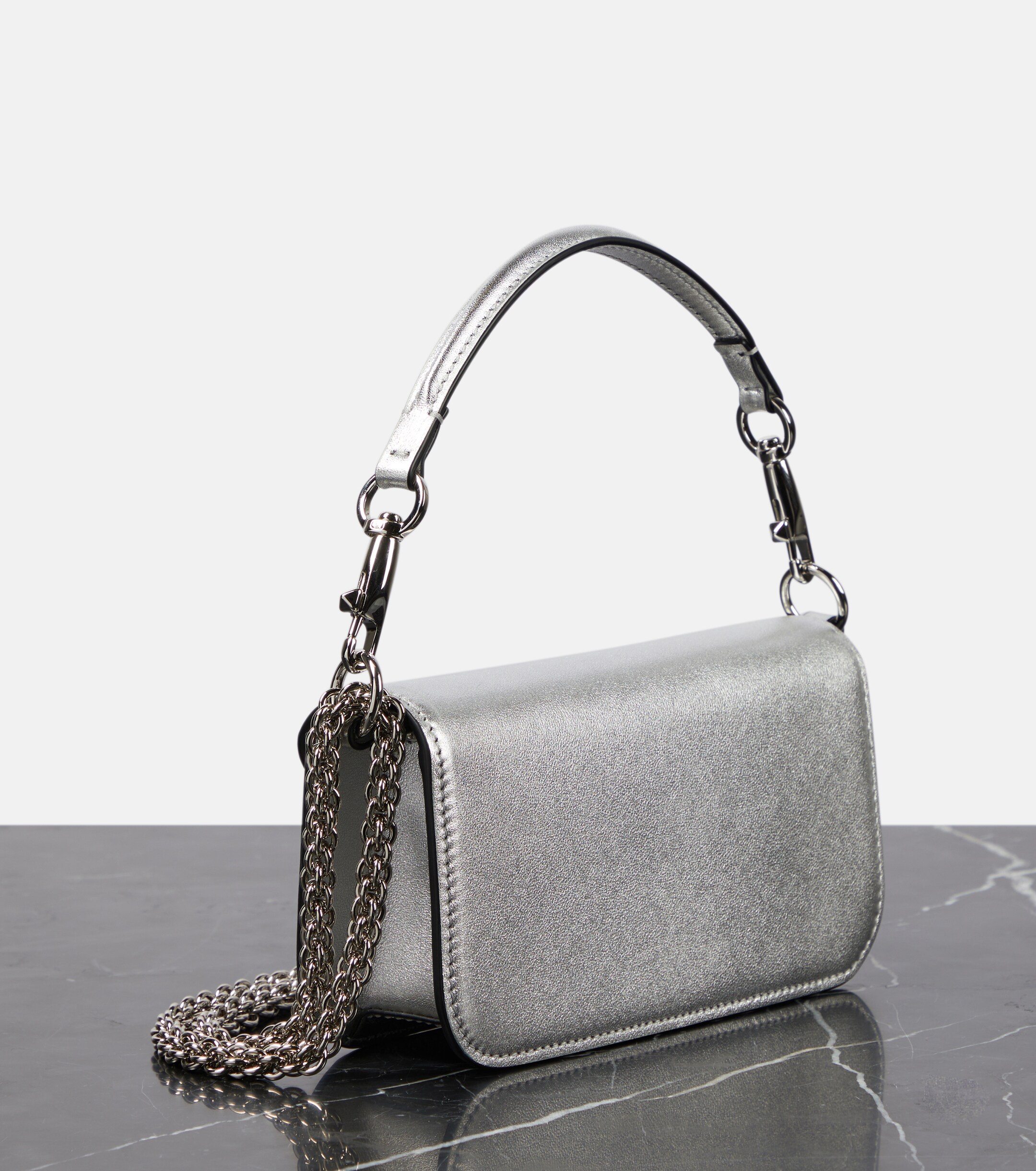 Valentino Garavani Locò Small metallic leather shoulder bag thumbnail