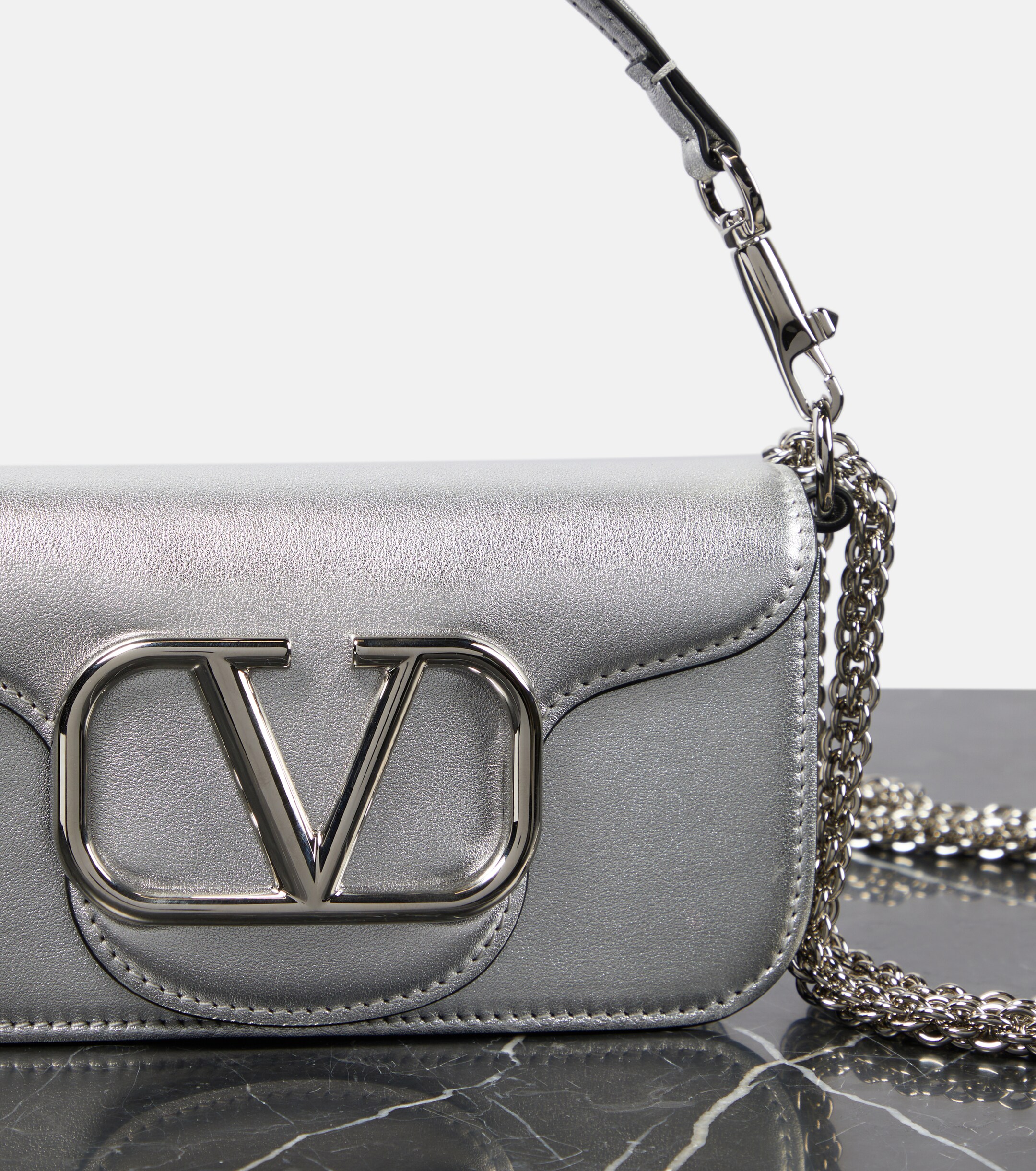 Valentino Garavani Locò Small metallic leather shoulder bag thumbnail