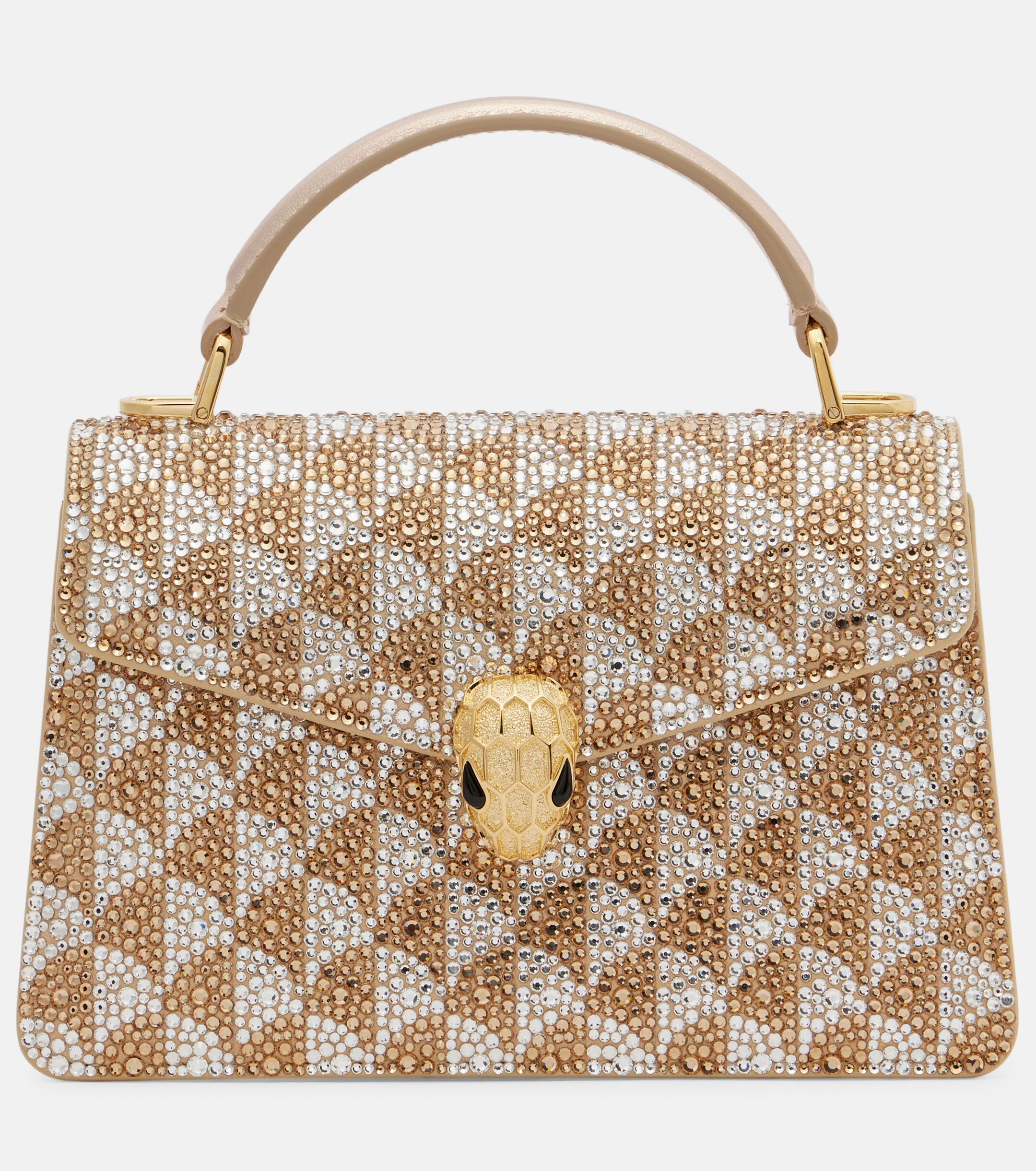 Bvlgari Serpenti Forever Mini embellished suede top-handle bag