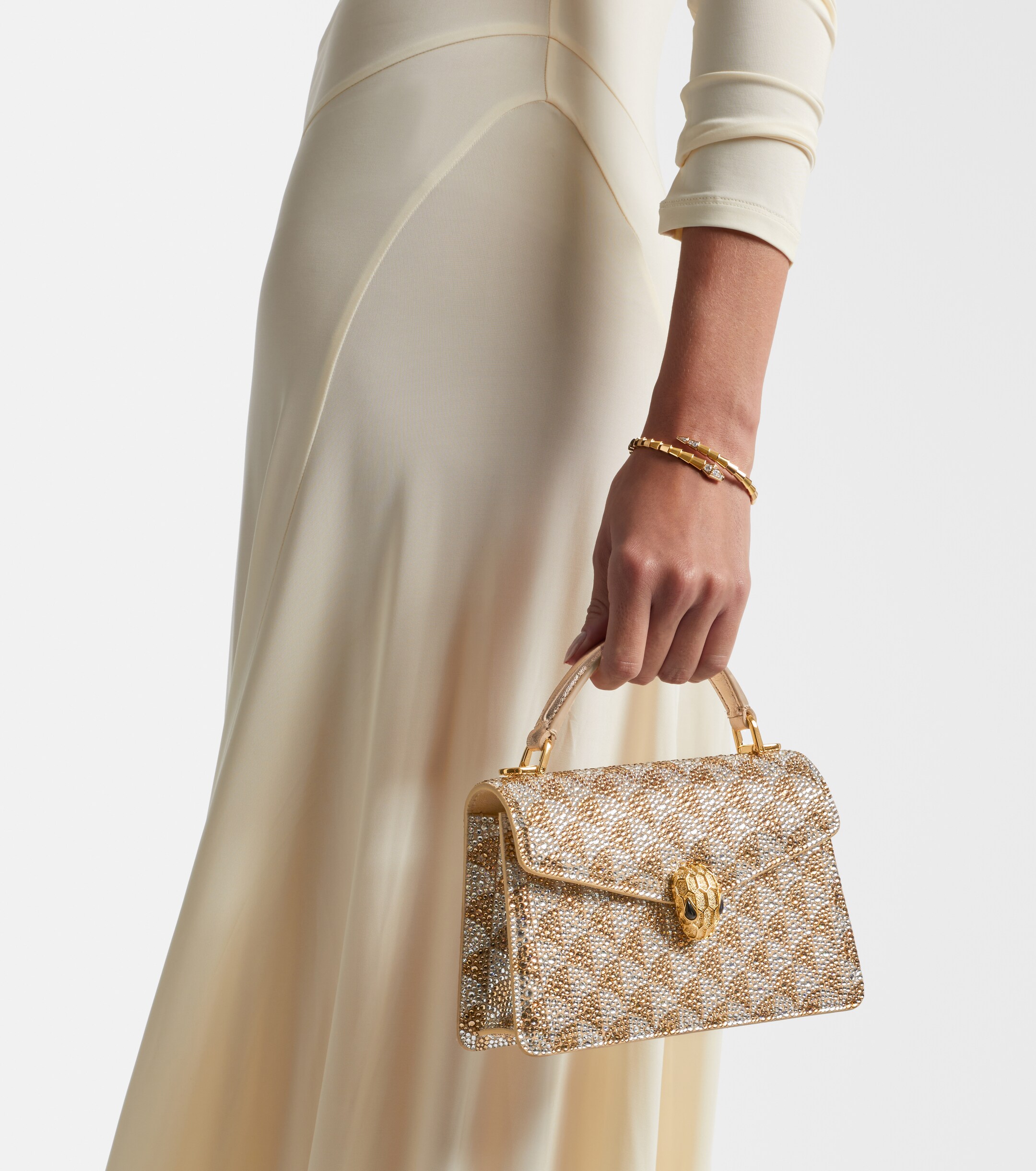 Bvlgari Serpenti Forever Mini embellished suede top-handle bag thumbnail