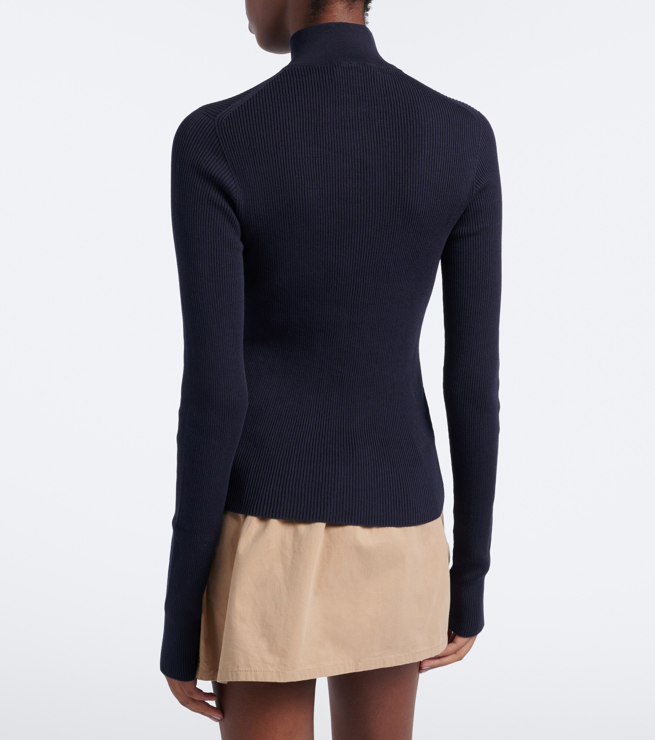 Miu Miu Miu Miu Logo ribbed-knit cotton zip-up sweater