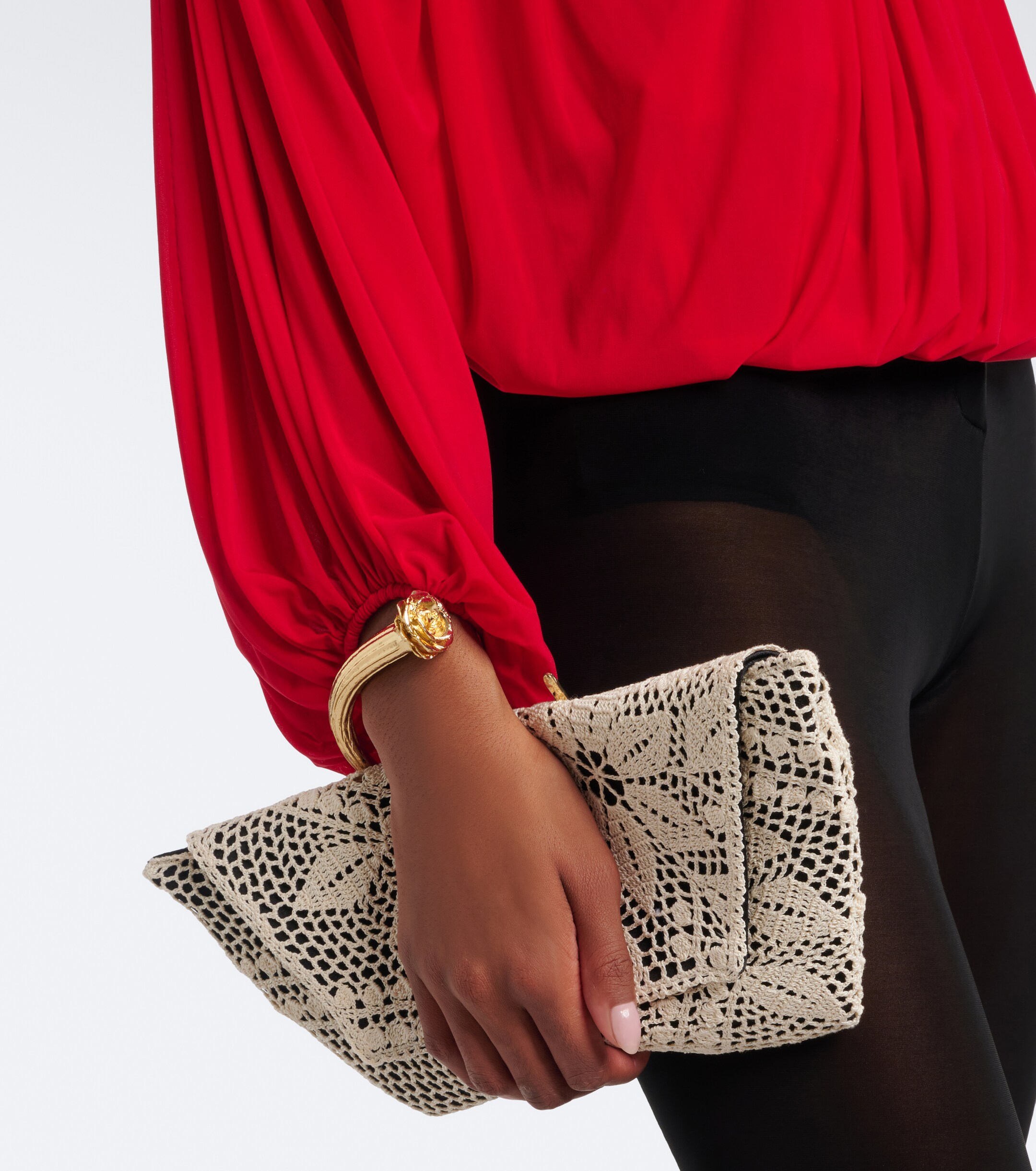 Magda Butrym Magda Butrym Bracelet crochet and satin clutch