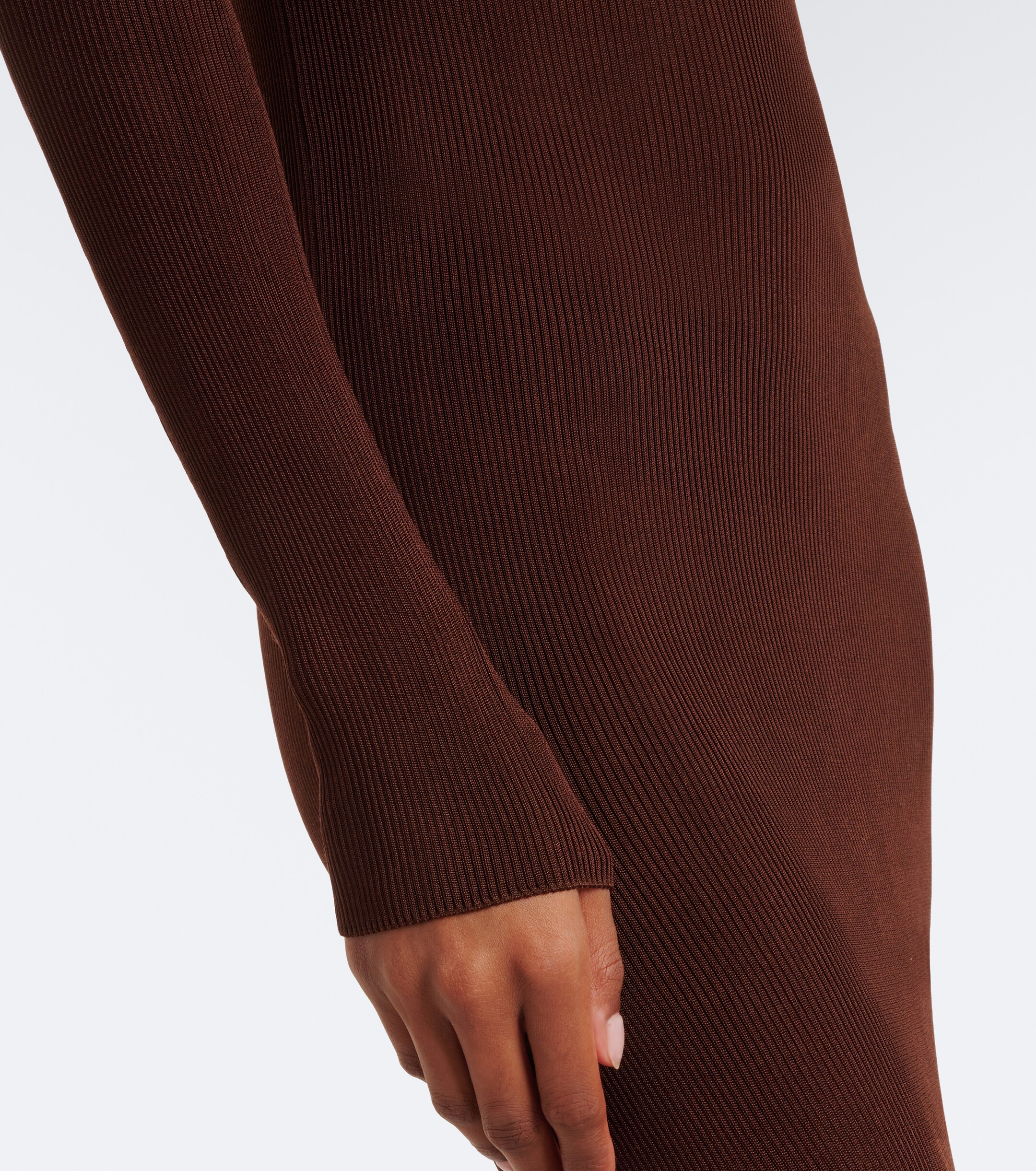 Saint Laurent Saint Laurent Cassandre ribbed-knit silk maxi dress