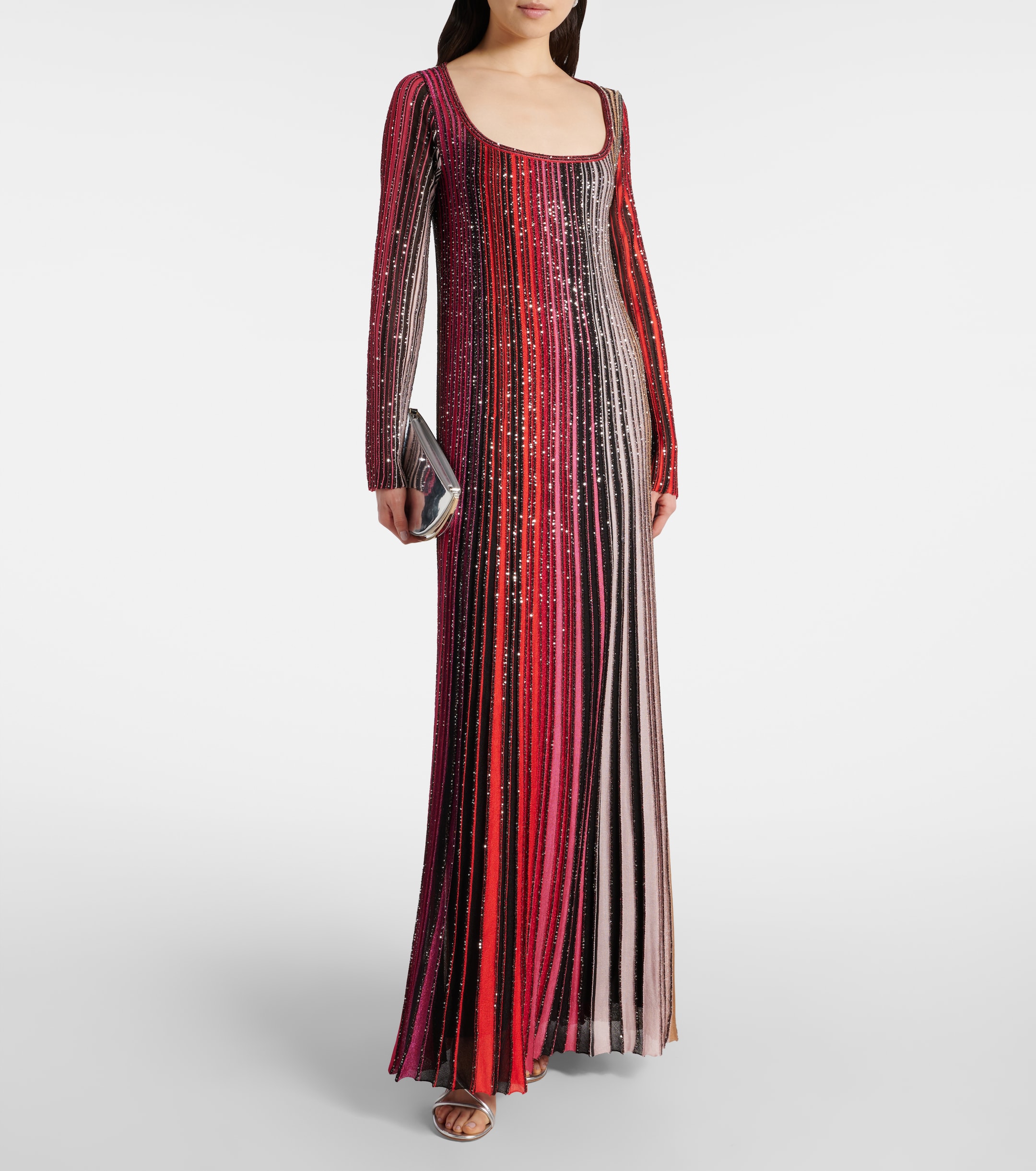 knee length dresses for ladies Rare Vintage 1990s Missoni Striped Knit Maxi Dress – Muse main image 0
