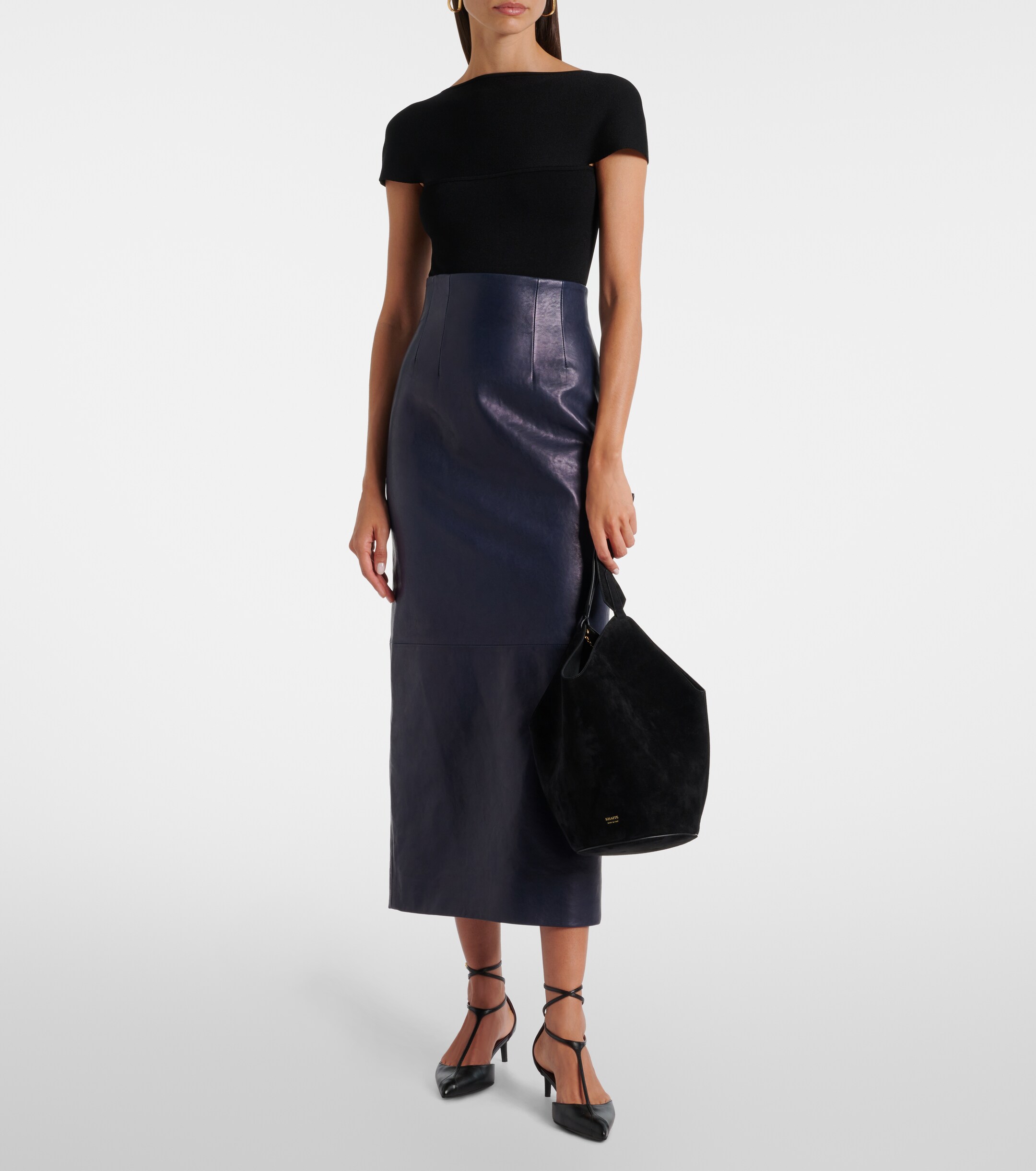 KHAITE Lotus Small suede tote bag
