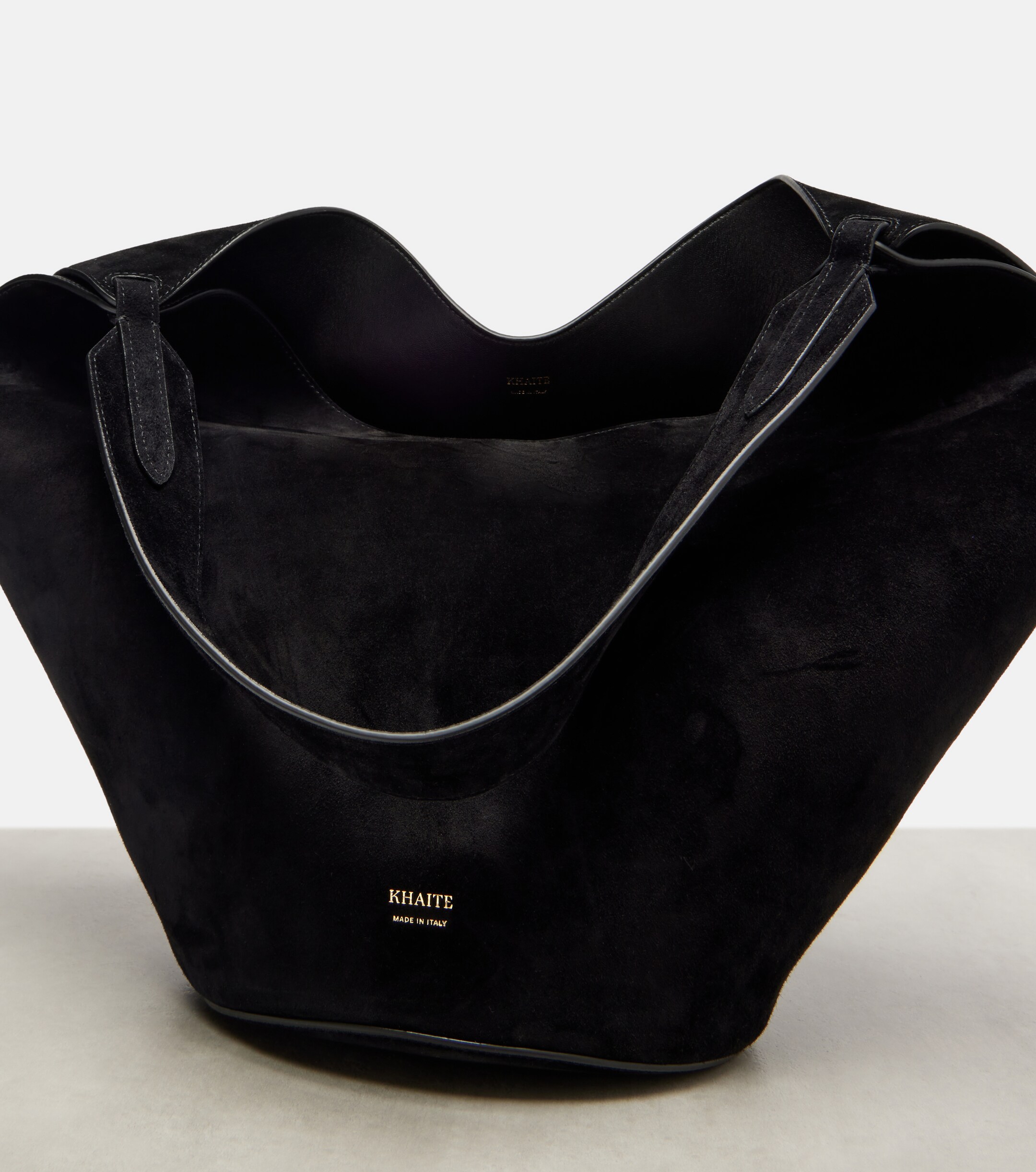 KHAITE Lotus Small suede tote bag