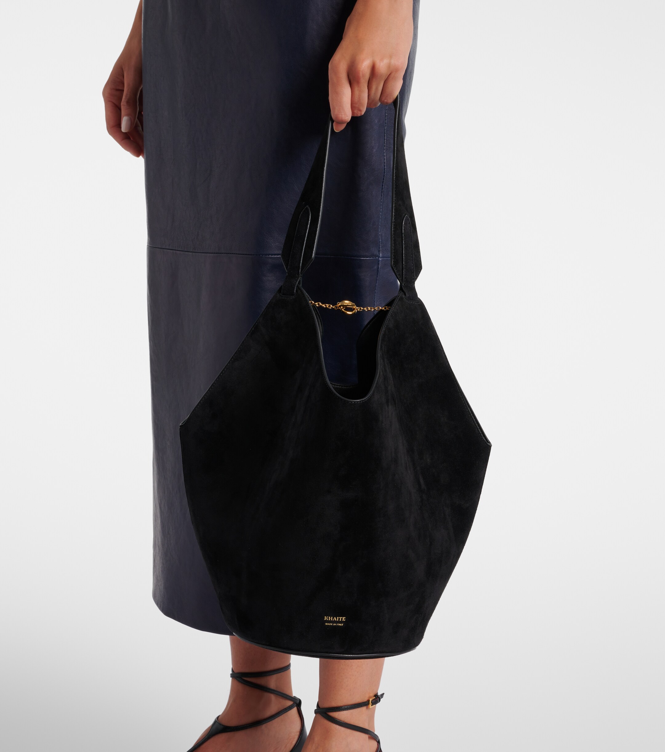 KHAITE Lotus Small suede tote bag