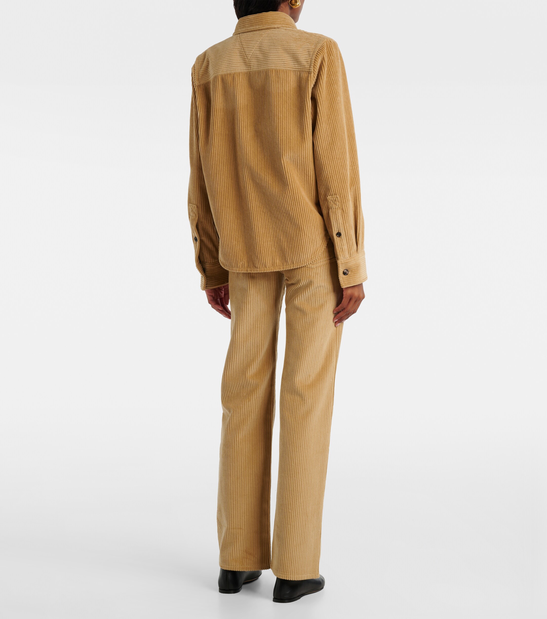 Bottega Veneta Leather-trimmed cotton corduroy shirt