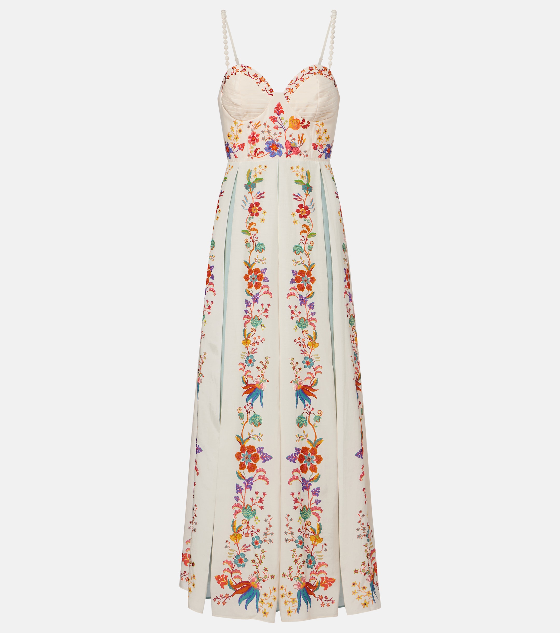 FARM Rio - Floral pleated cotton-blend maxi dress