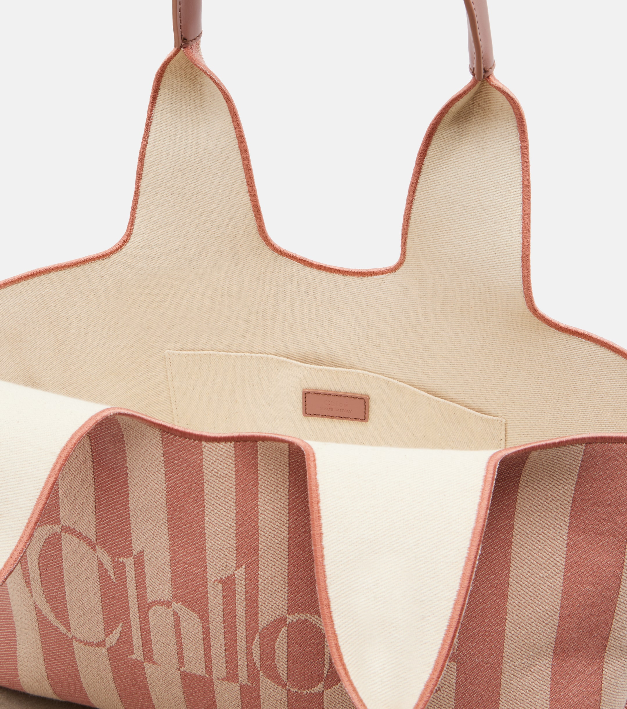Chloé Chloé Stripy Large logo canvas tote bag